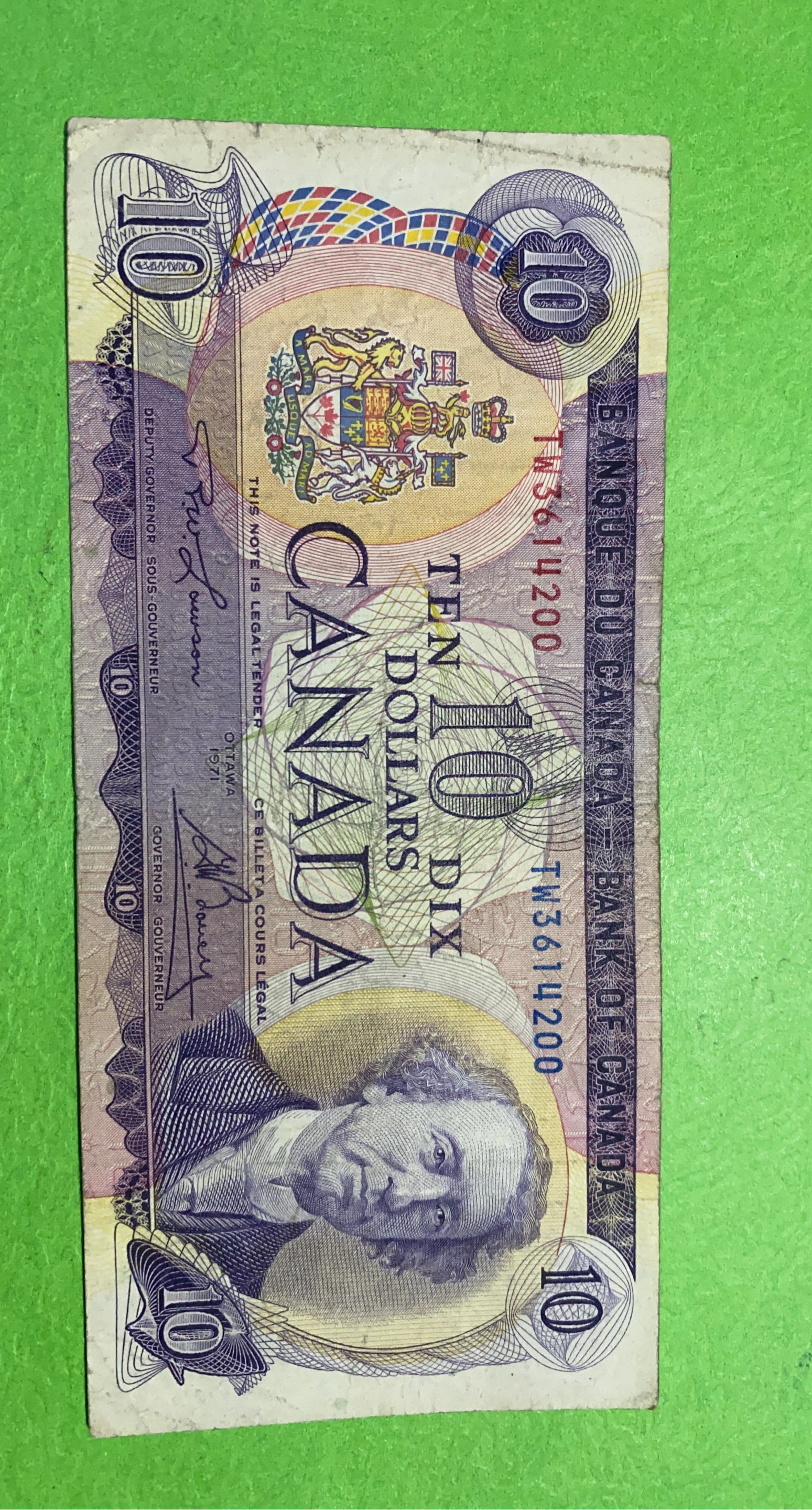Bank of Canada 1971 Ten Dollar Bill