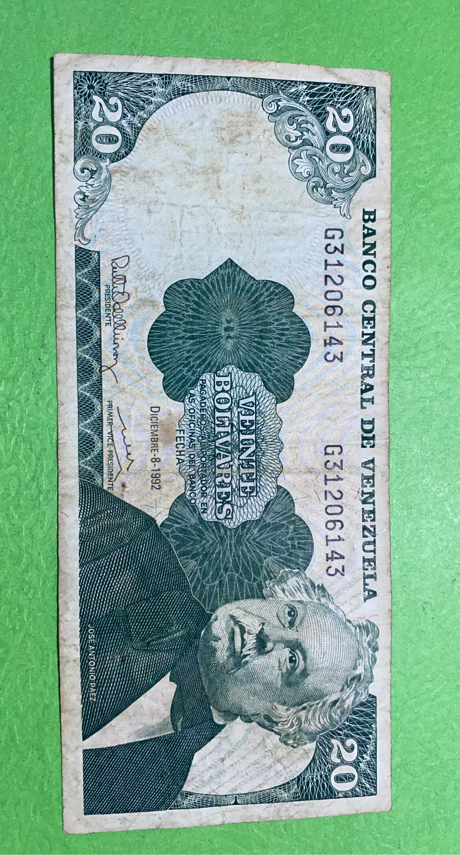 20 Venezuelan Bolivares Banknote - December 1982