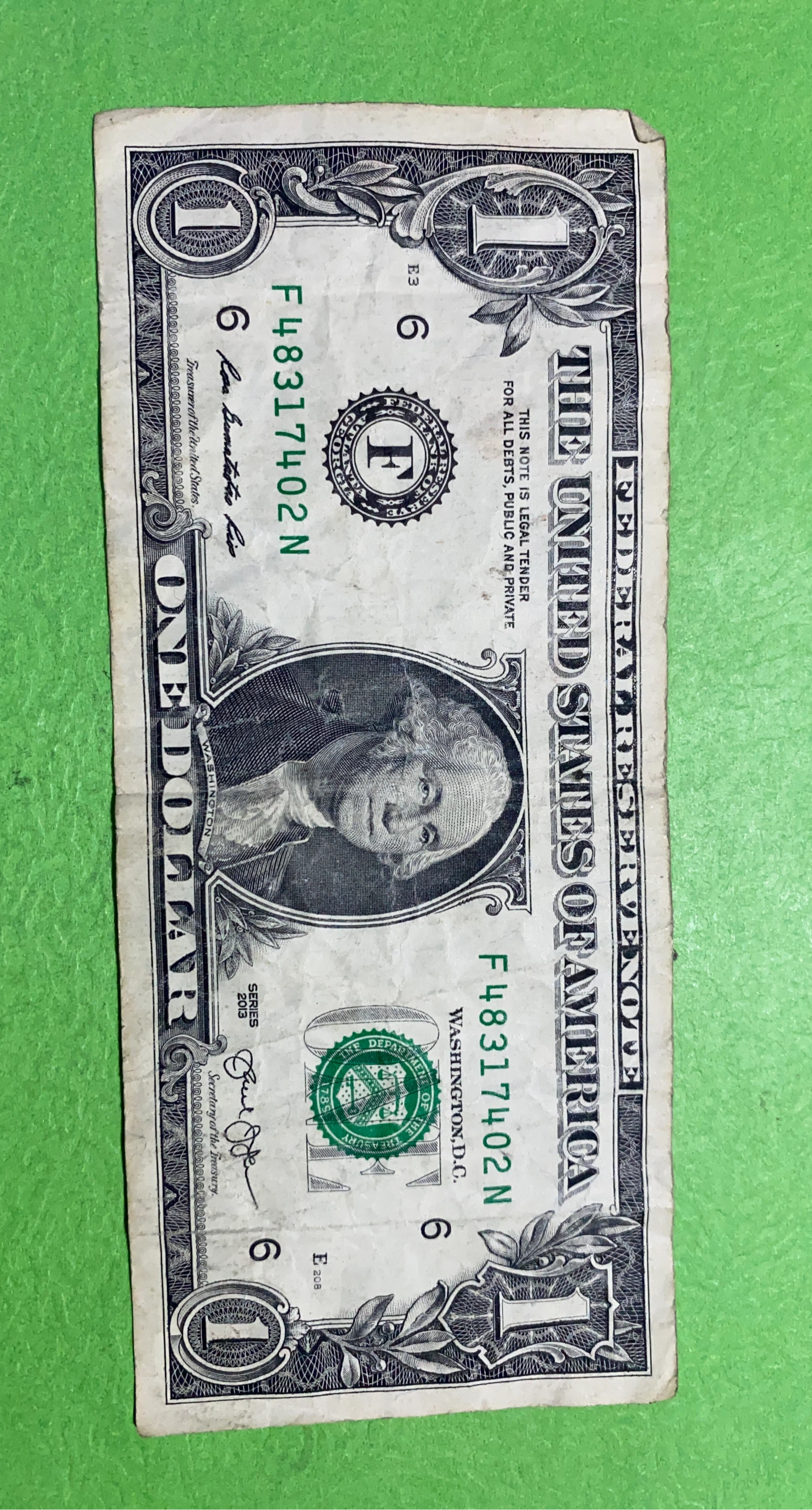 United States One Dollar Bill