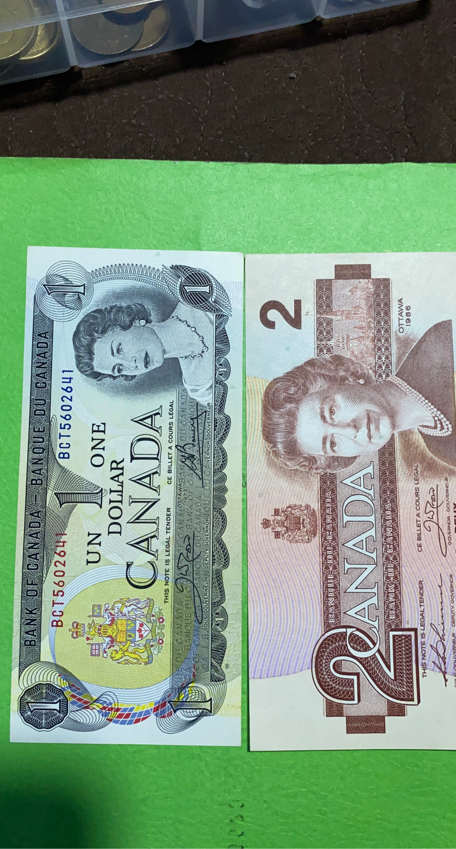 Canadian Bank Notes - One Dollar and Two Dollar