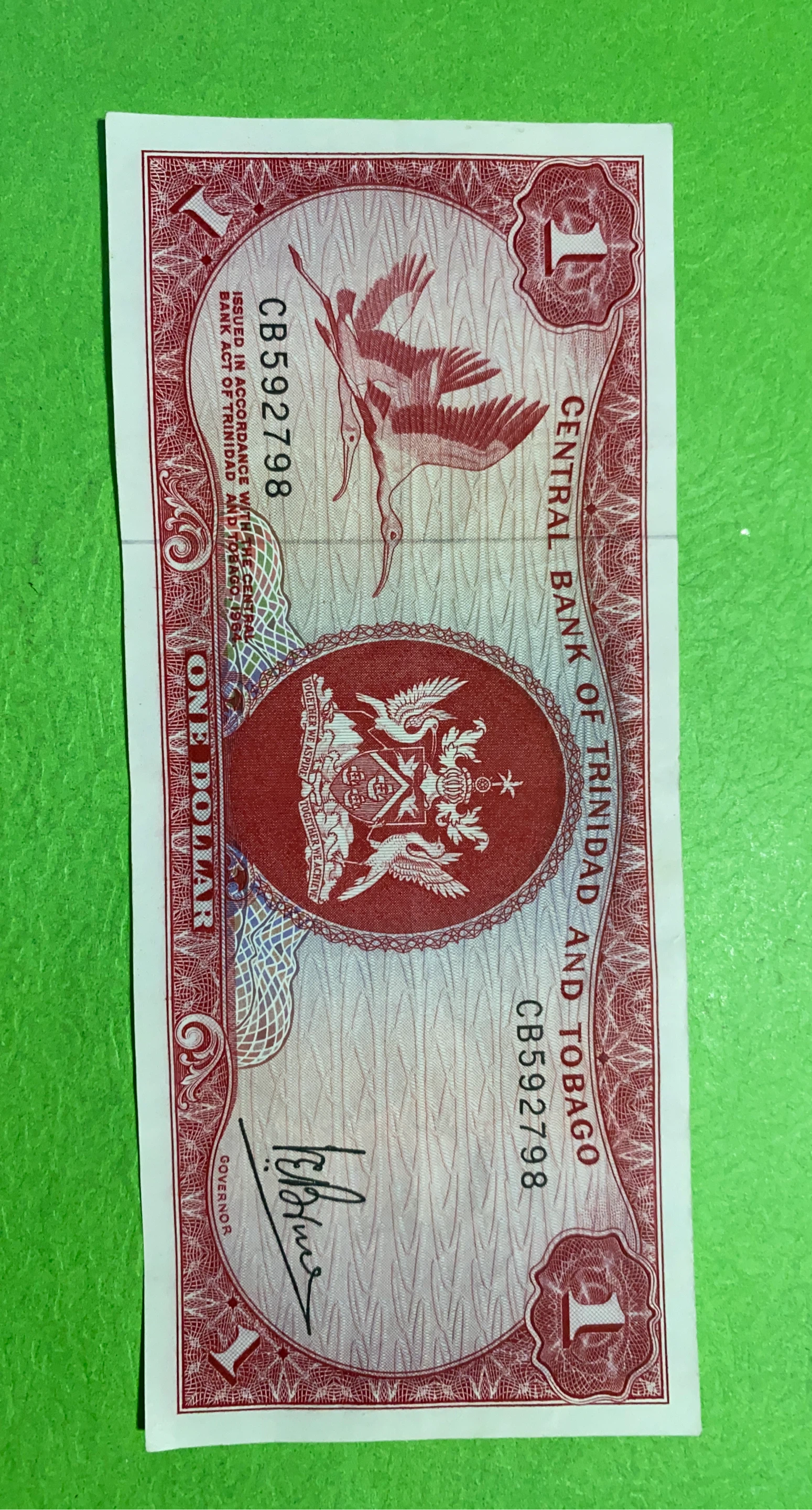 Central Bank of Trinidad and Tobago One Dollar Bill