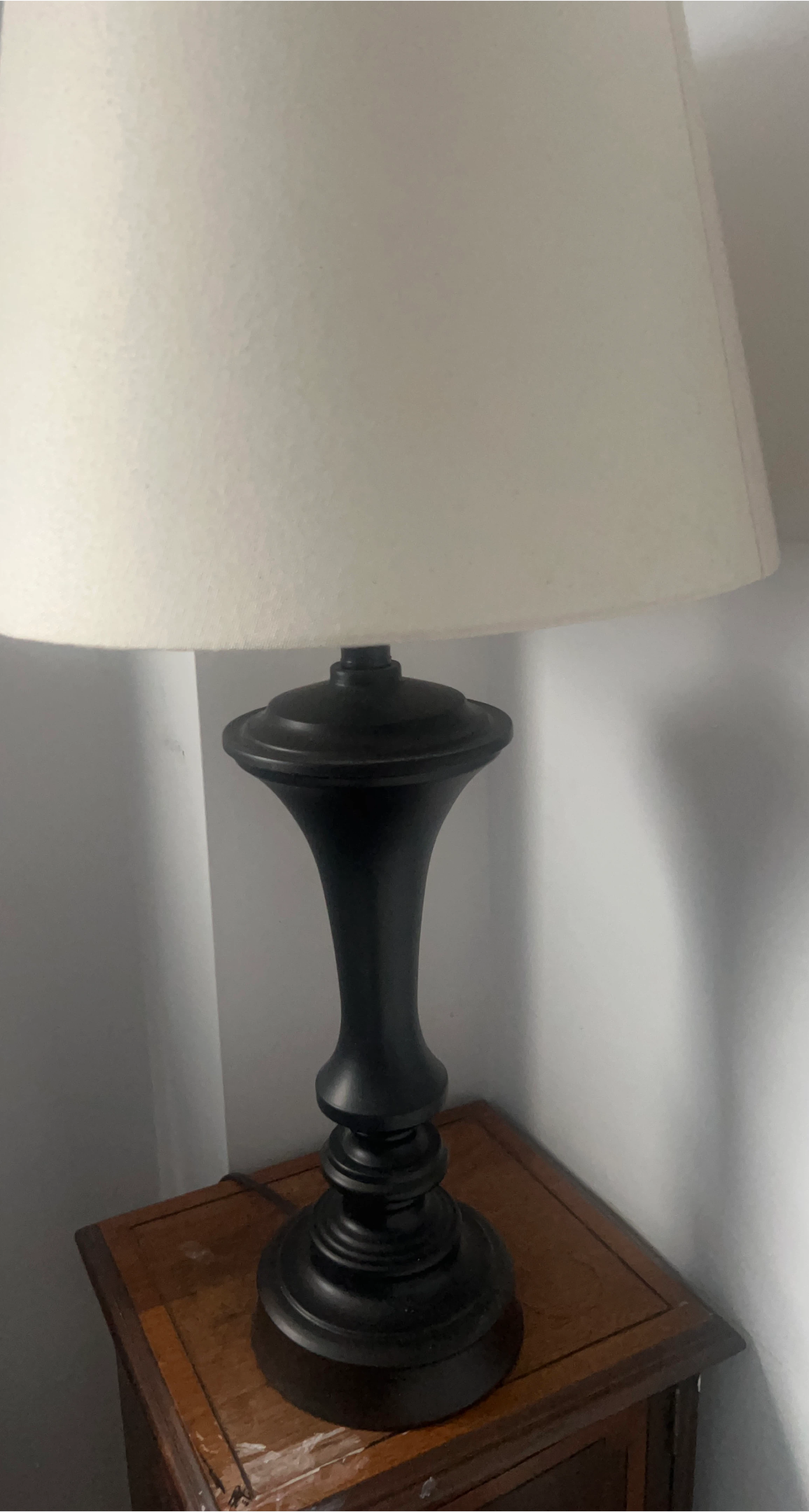 Black Table Lamp with White Shade