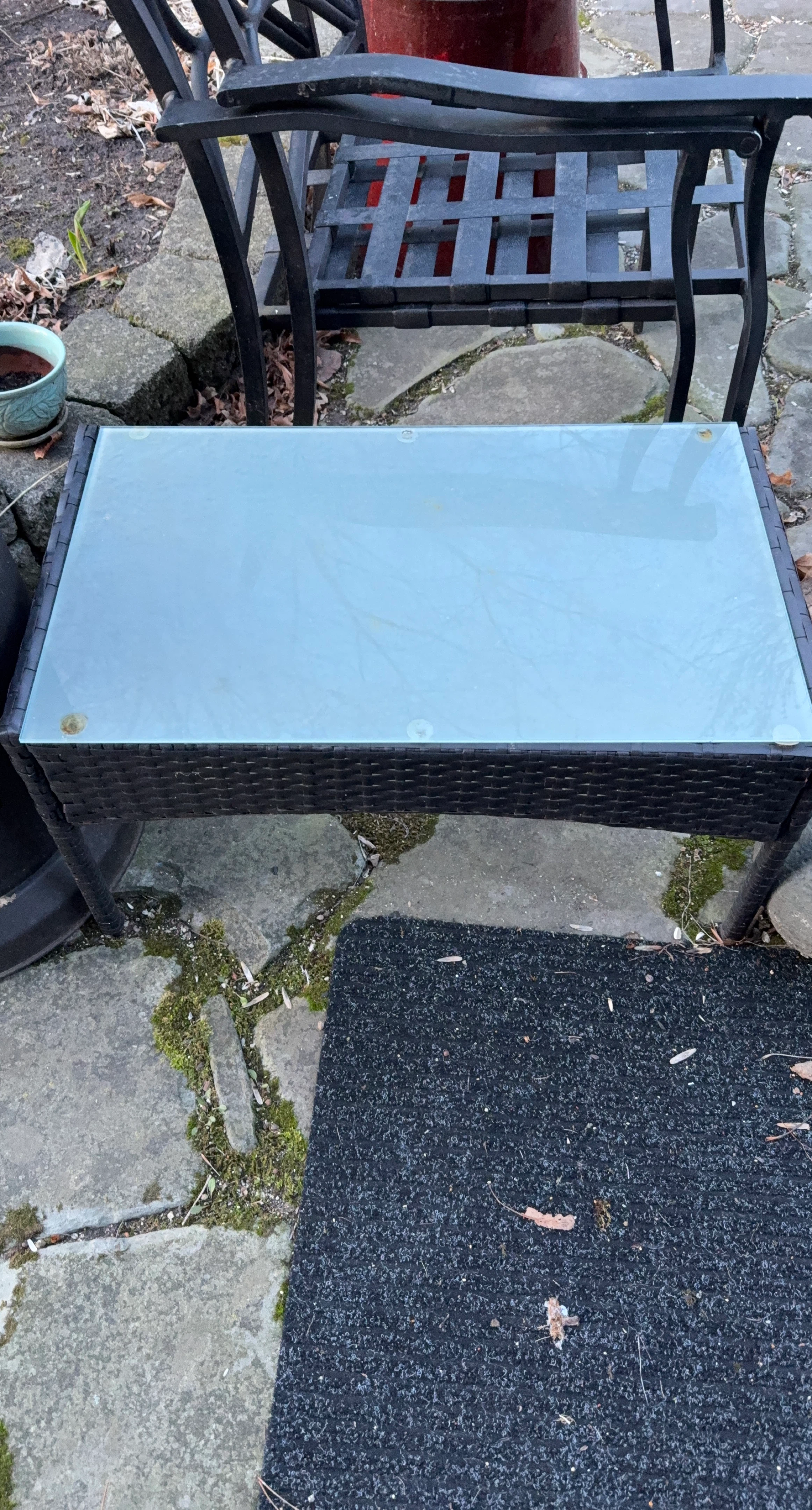 Rattan Outdoor Coffee Table with Glass Top