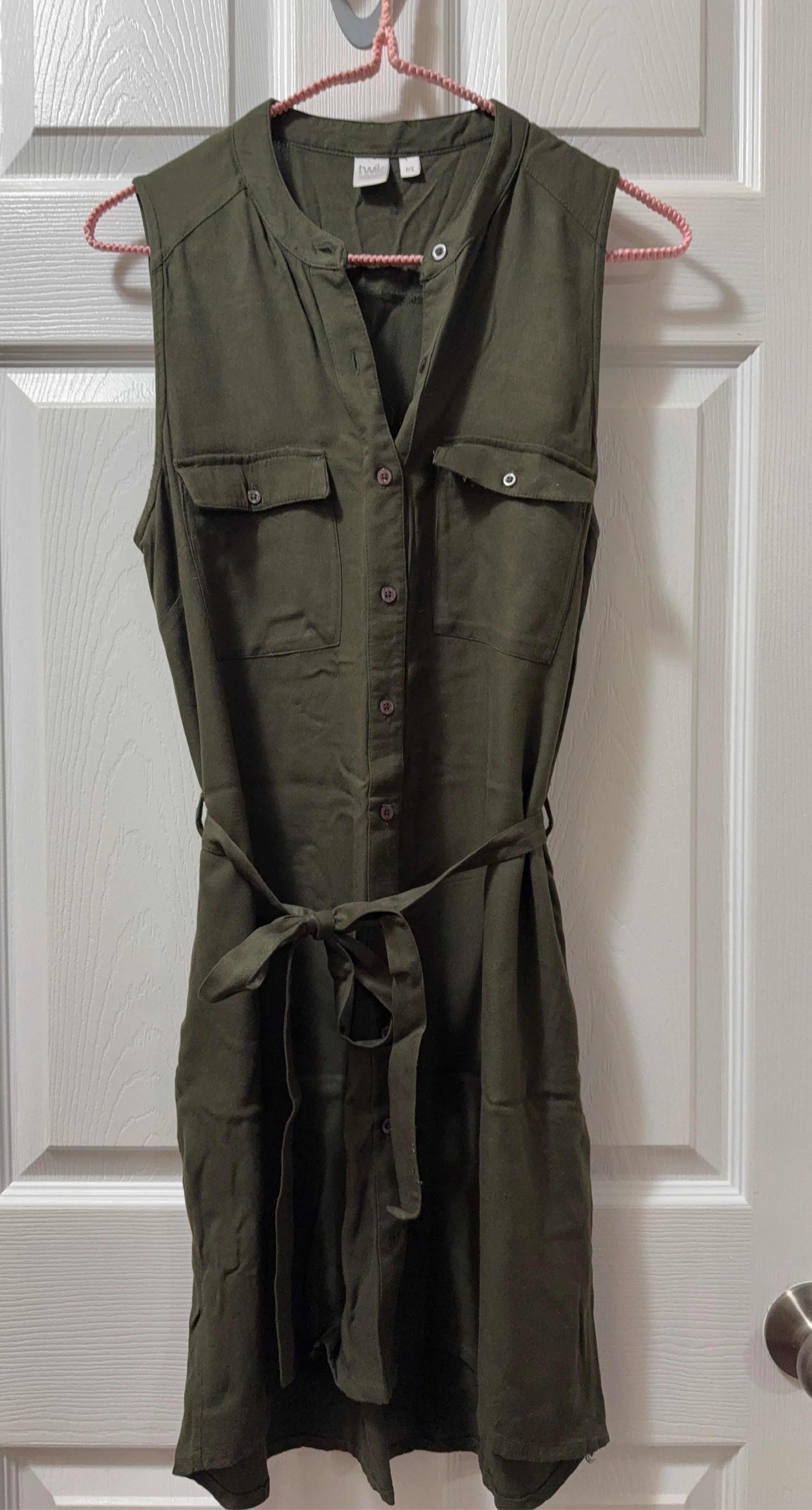 Twik Sleeveless Button-Up Dress with Belt