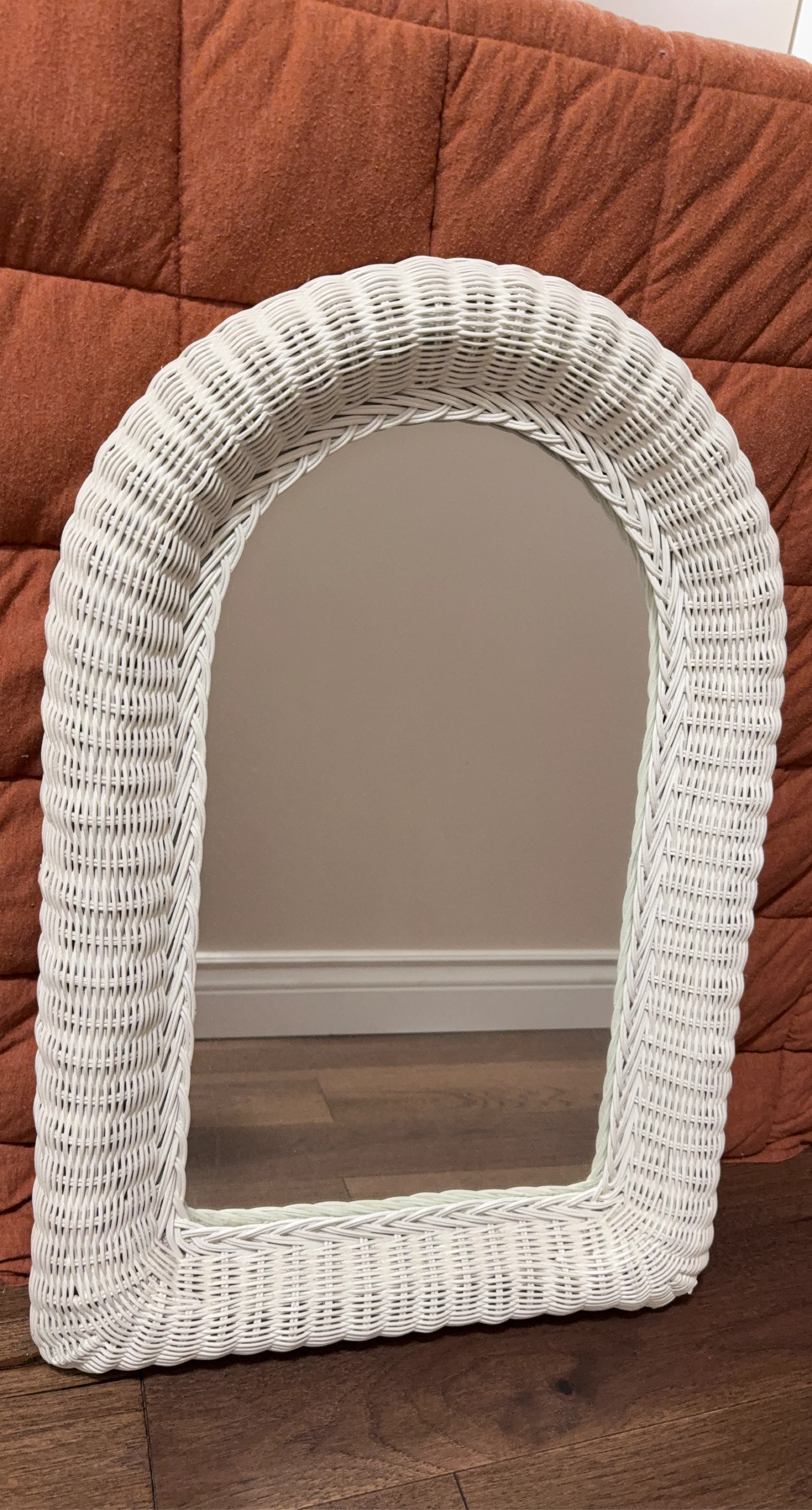 White Wicker Arch Mirror