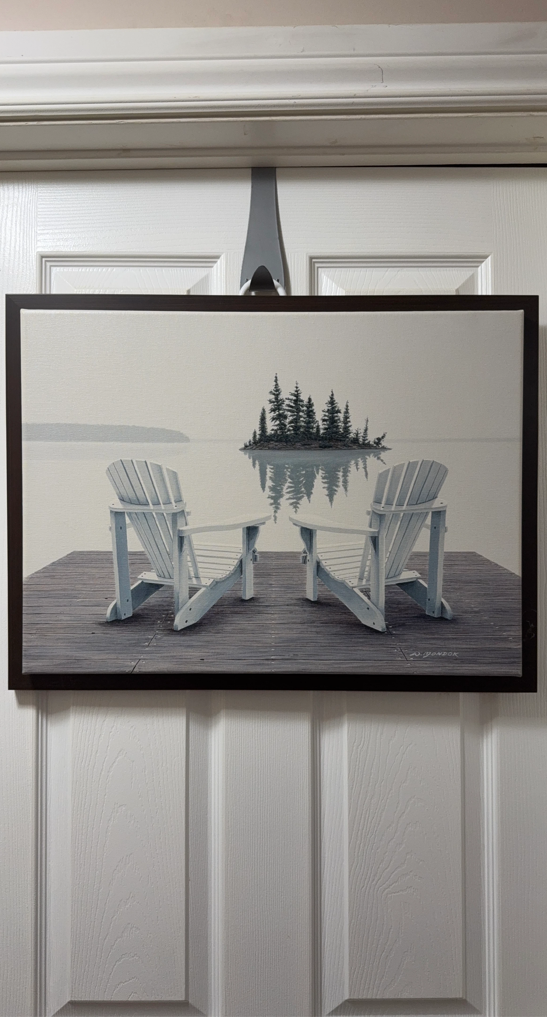 Artwork "Two Chairs on a Dock" by D. Mondok