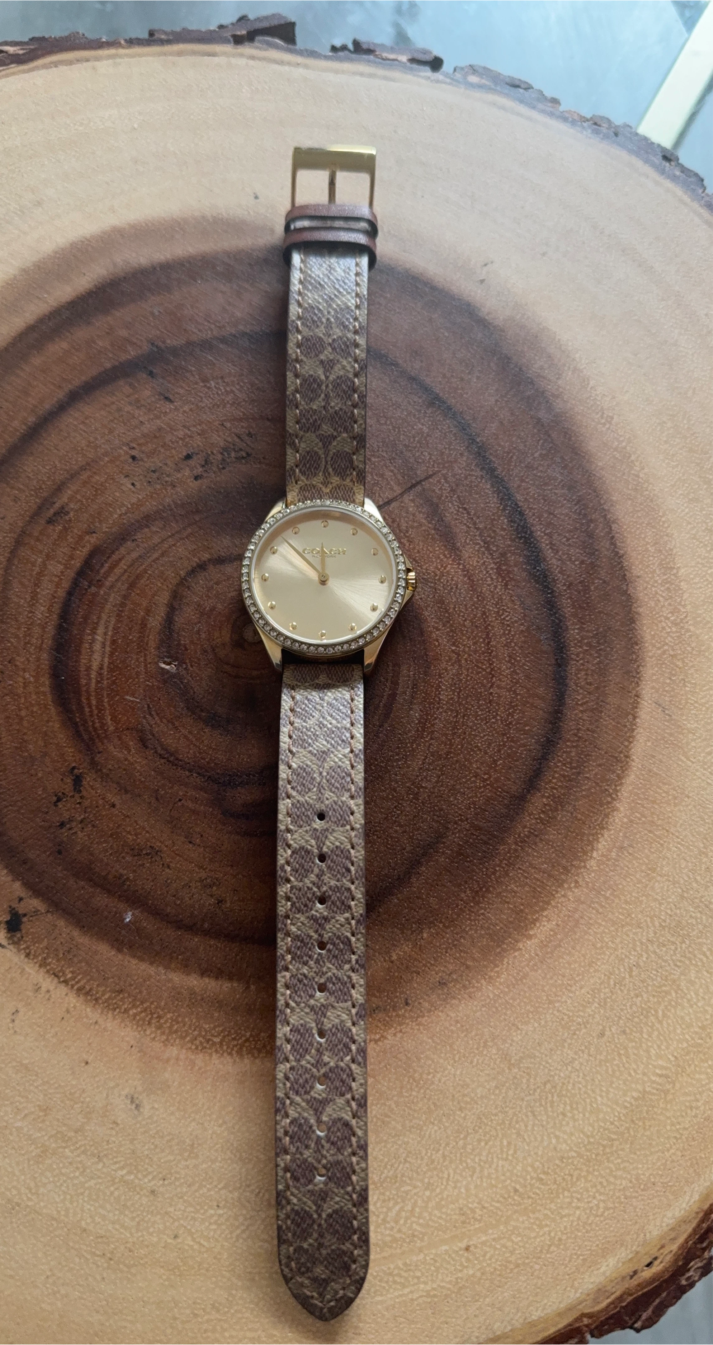Coach Women's Watch - Gold Dial with Signature Strap