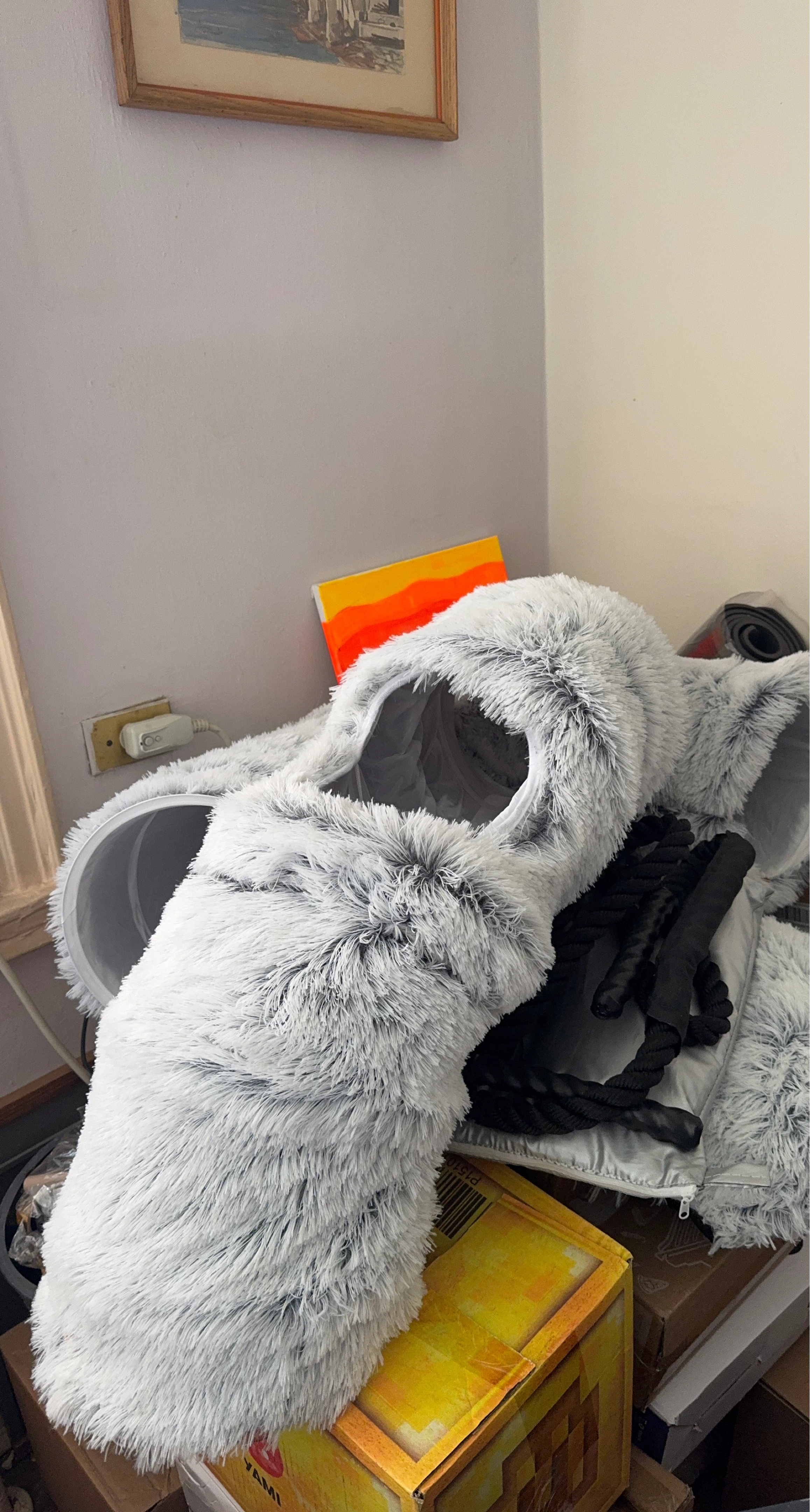 Gray Fluffy Cat Bed