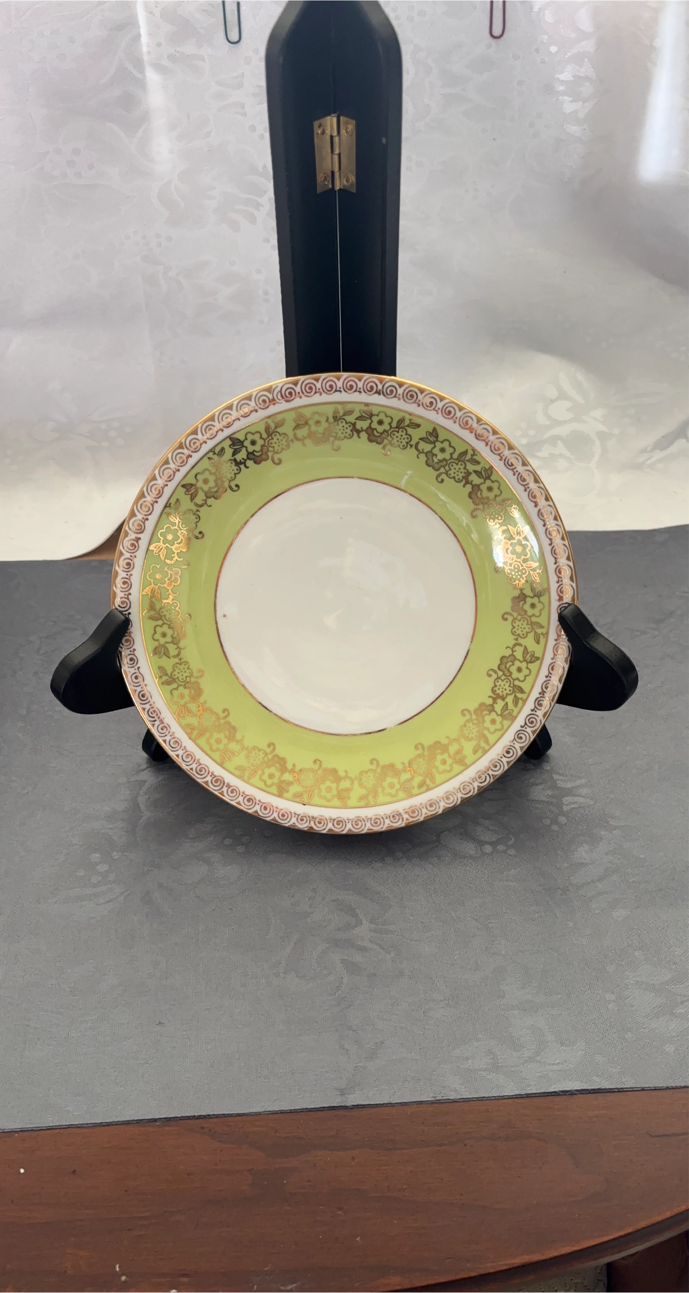 Vintage Decorative Plate with Gold Floral Design