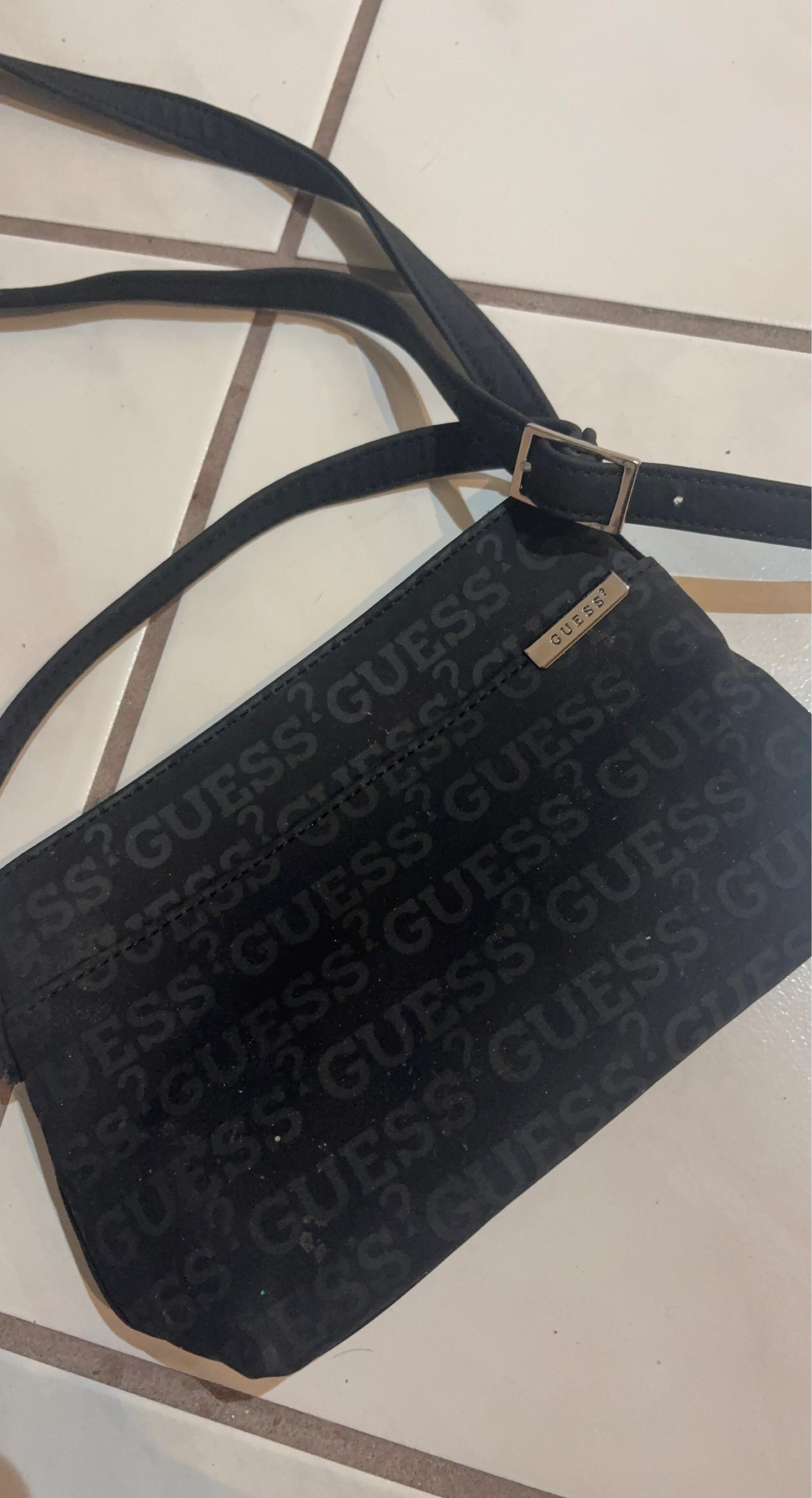 Black Guess Logo Shoulder Bag