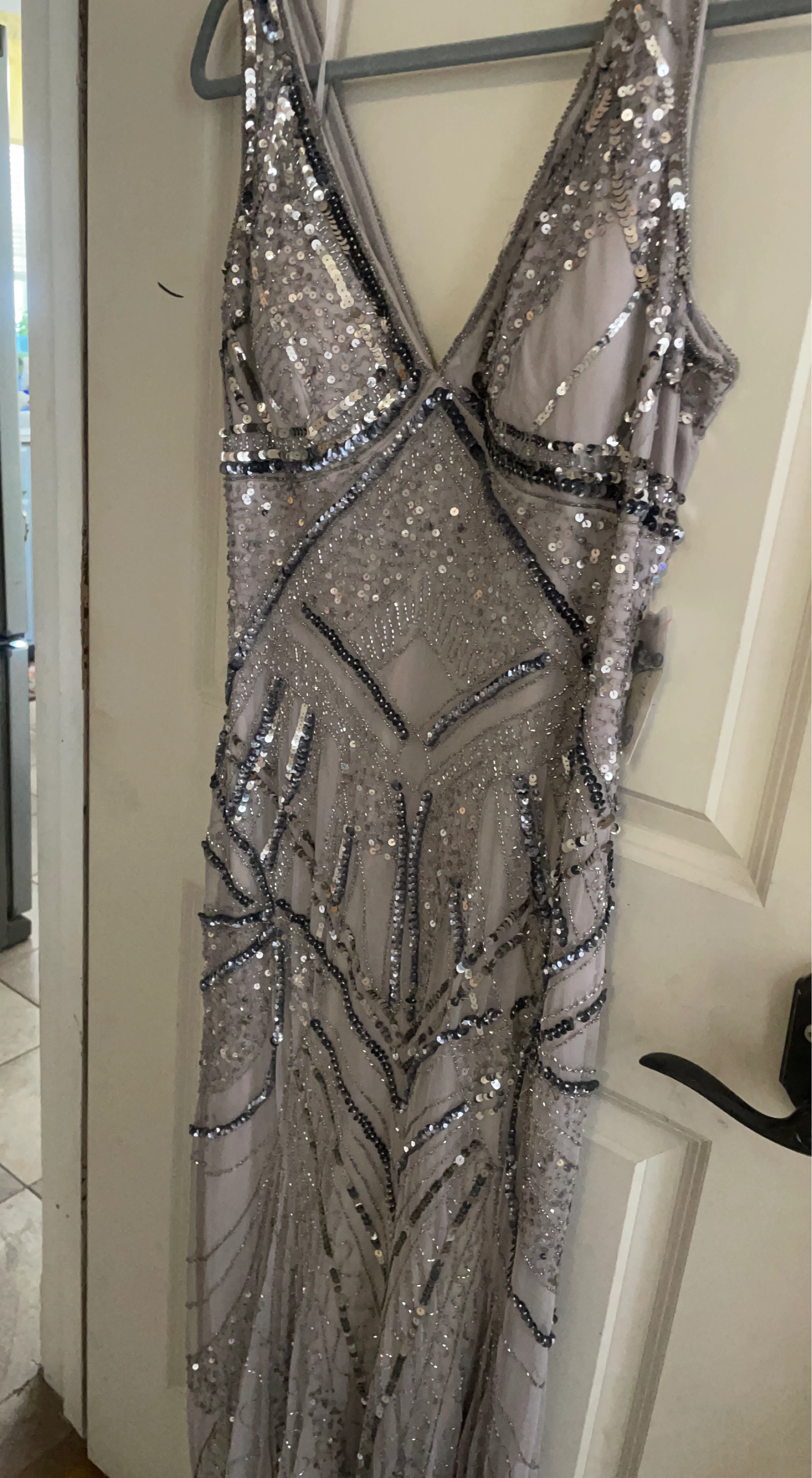 Sparkly Beaded V-Neck Maxi Dress