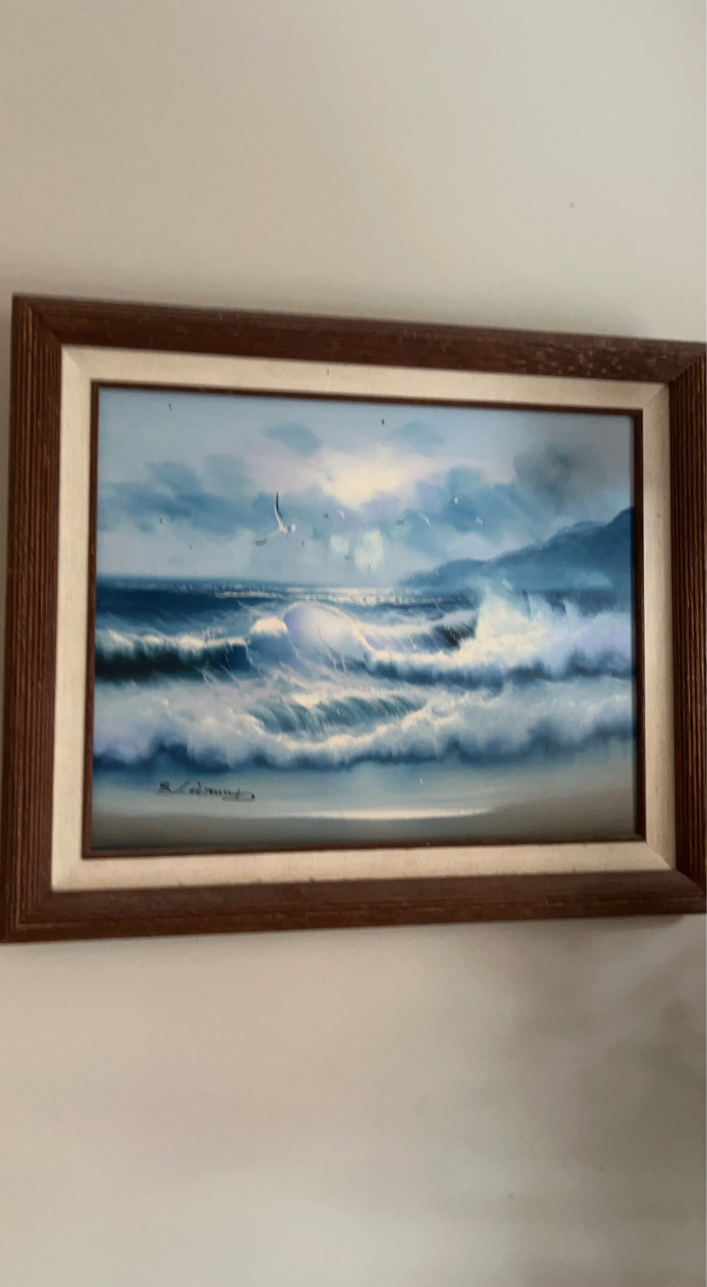 Framed Seascape Oil Painting