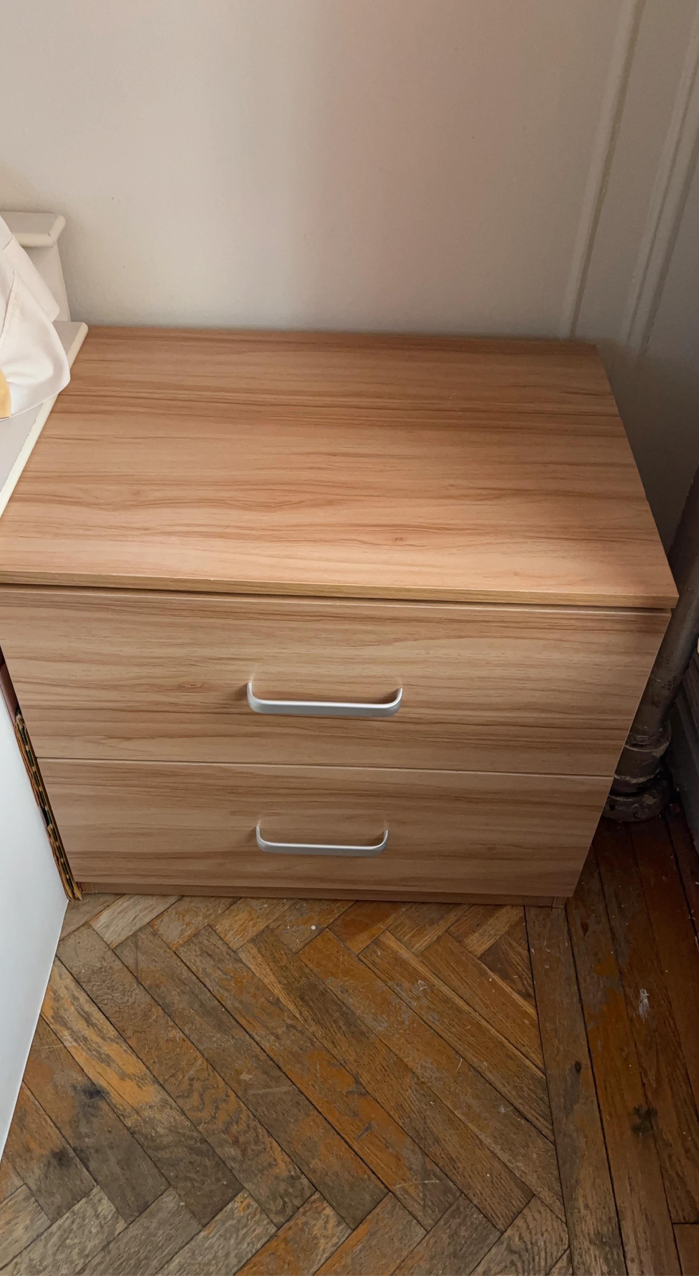 Two-Drawer Wood Grain Nightstand