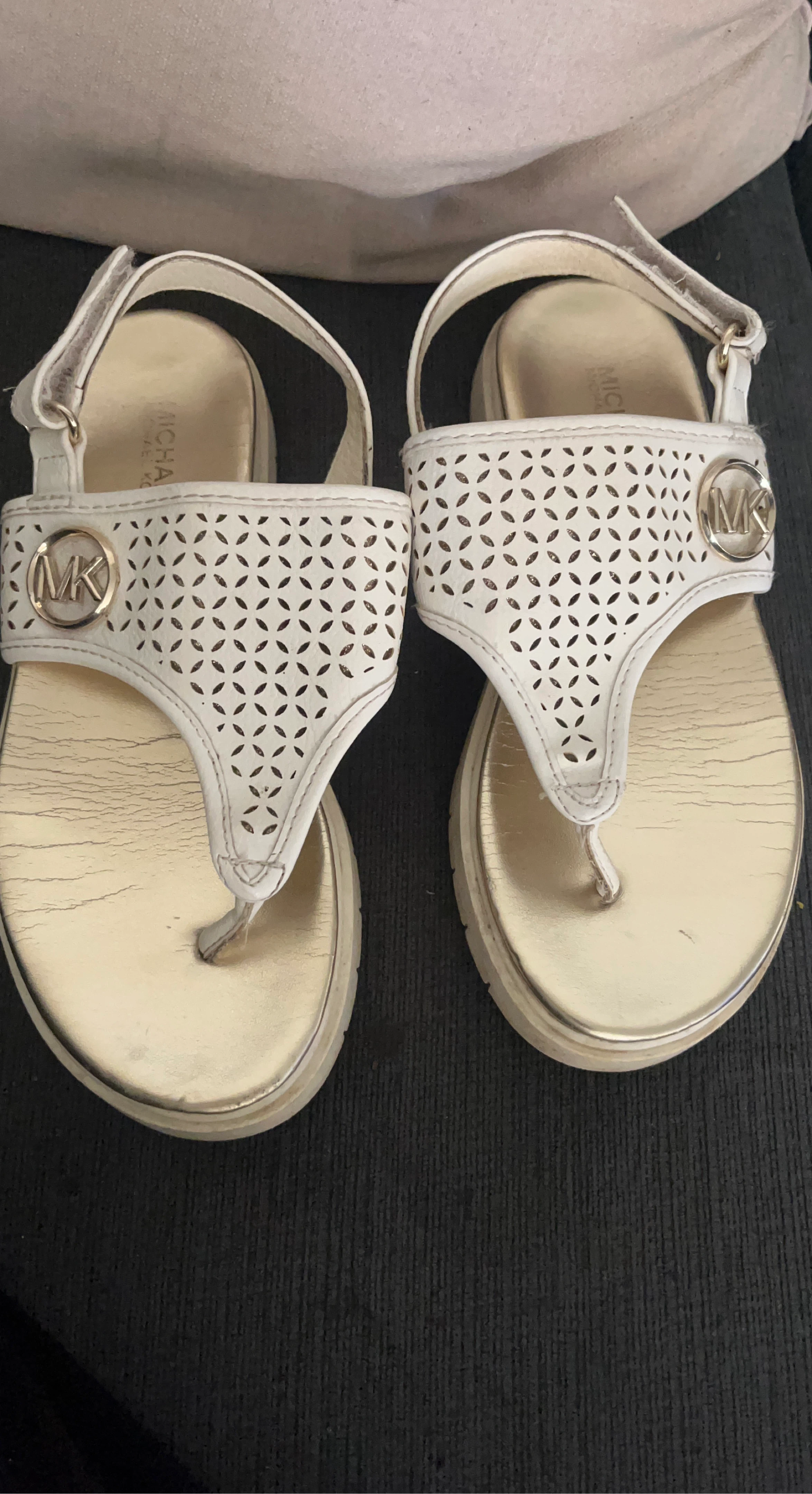 Michael Kors White and Gold Sandals Size 1