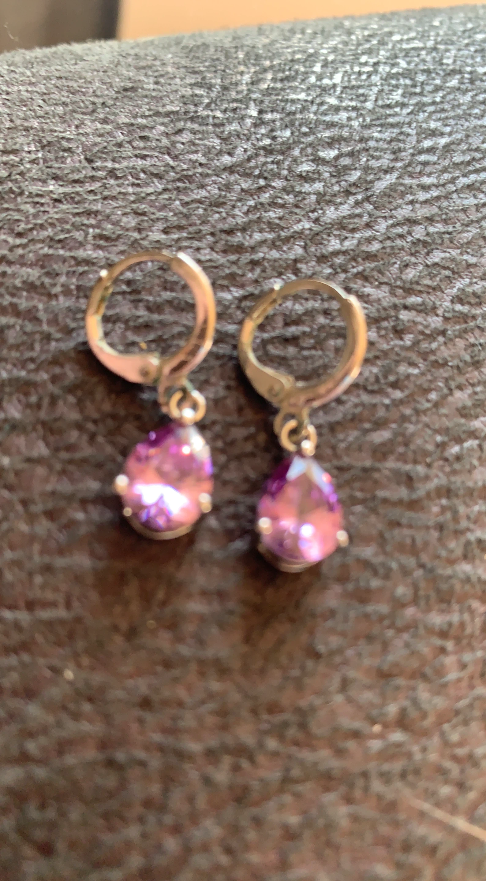 Purple Teardrop Stone Dangle Earrings