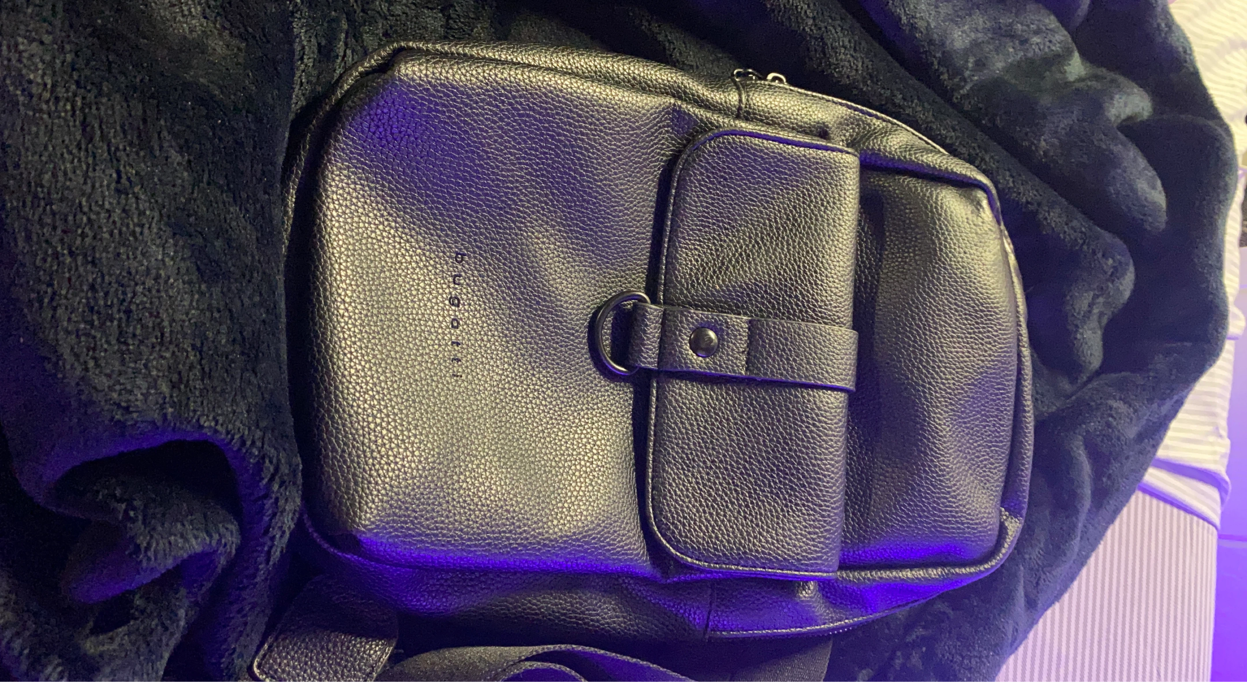 Bugatti Black Faux Leather Crossbody Bag