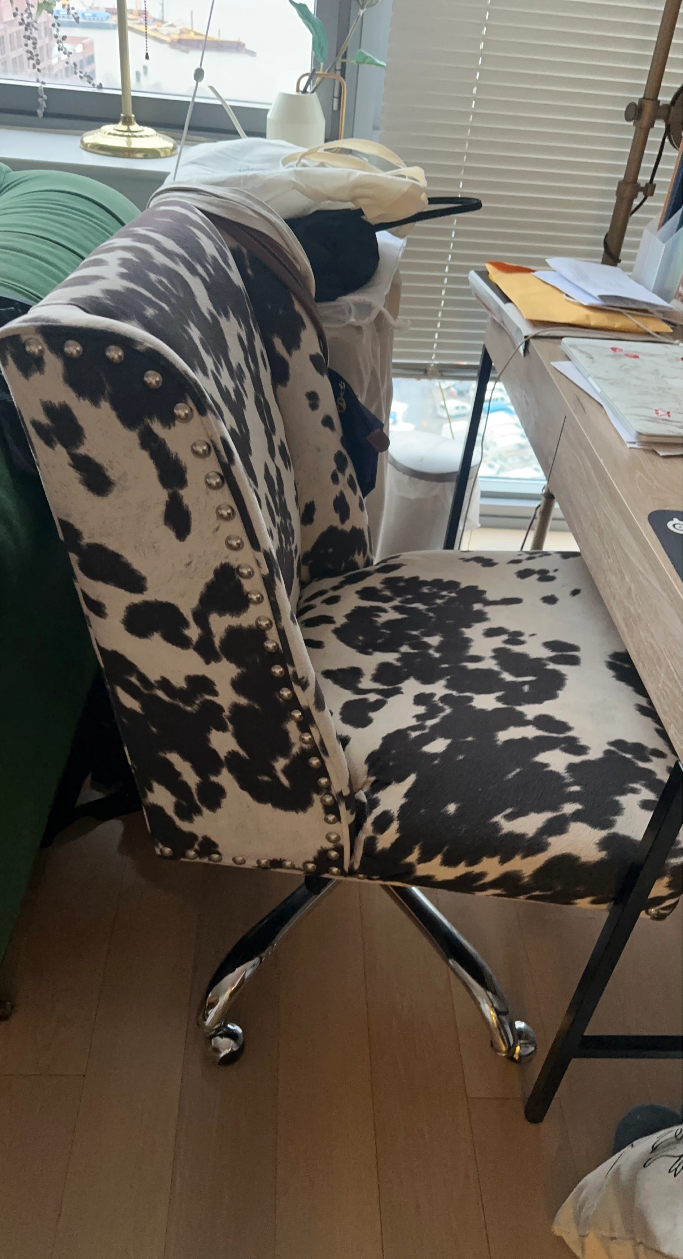 Cow Print Office Chair with Silver Studs