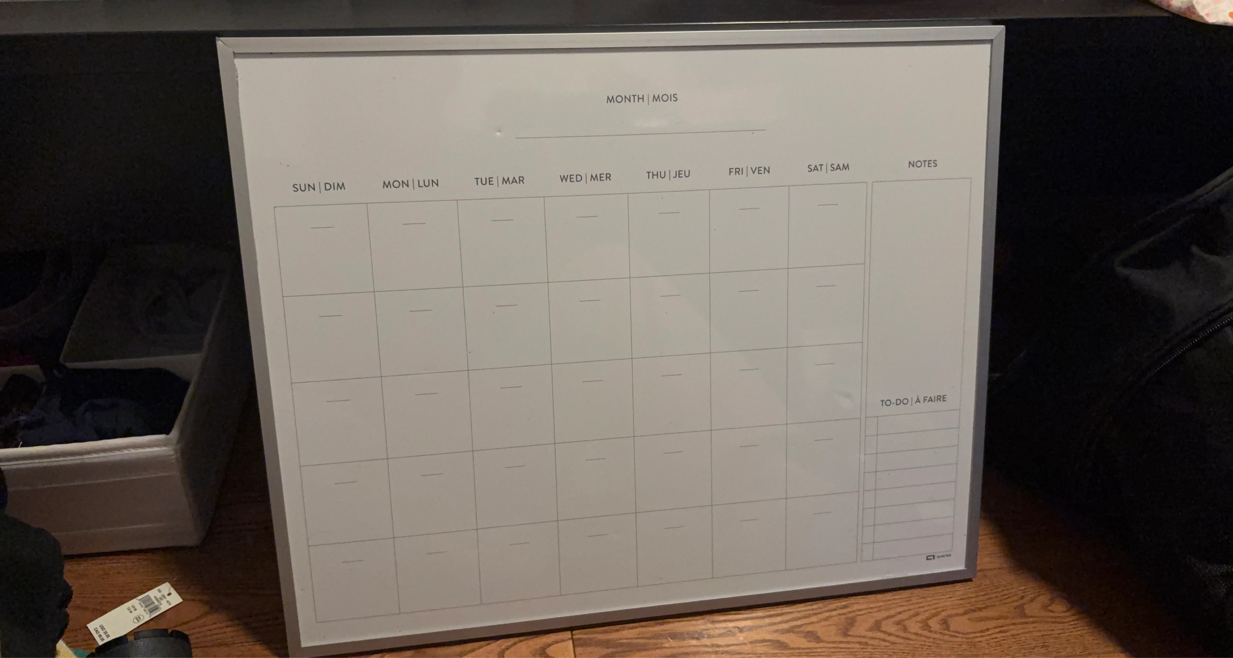 Dry Erase Monthly Calendar Board