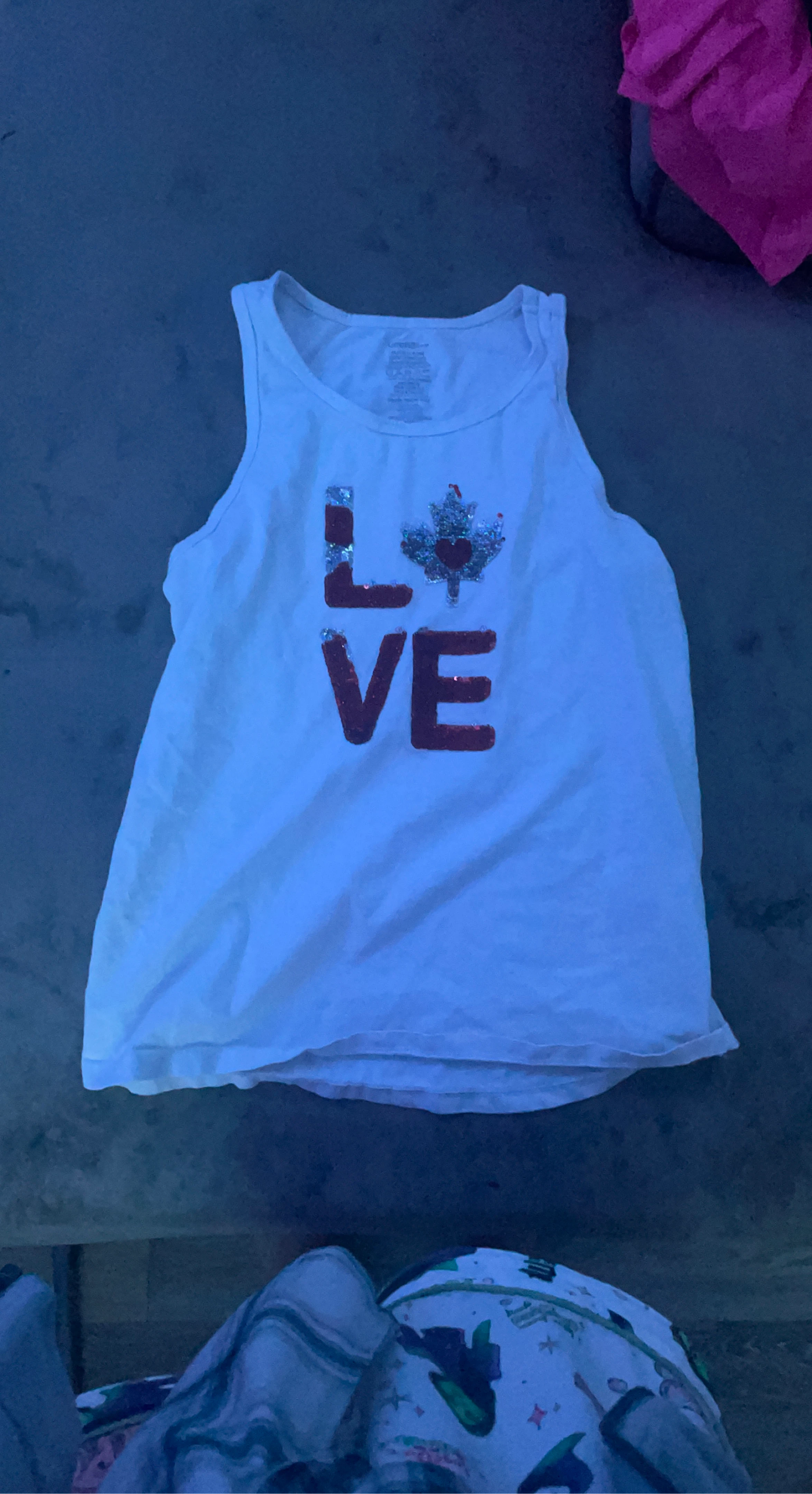 White LOVE Tank Top with Maple Leaf