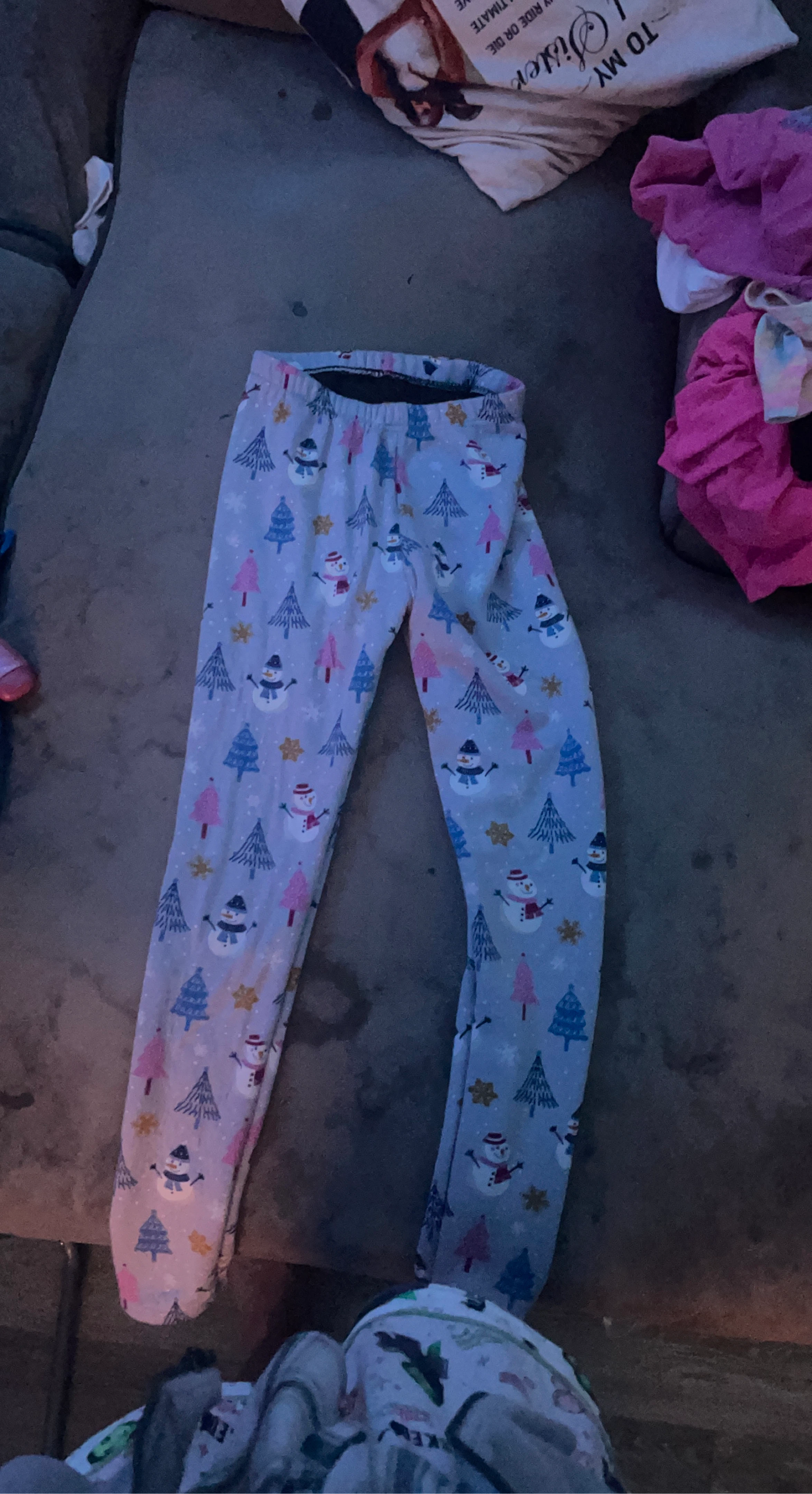 Girls Snowman & Tree Fuzzy Winter Pants