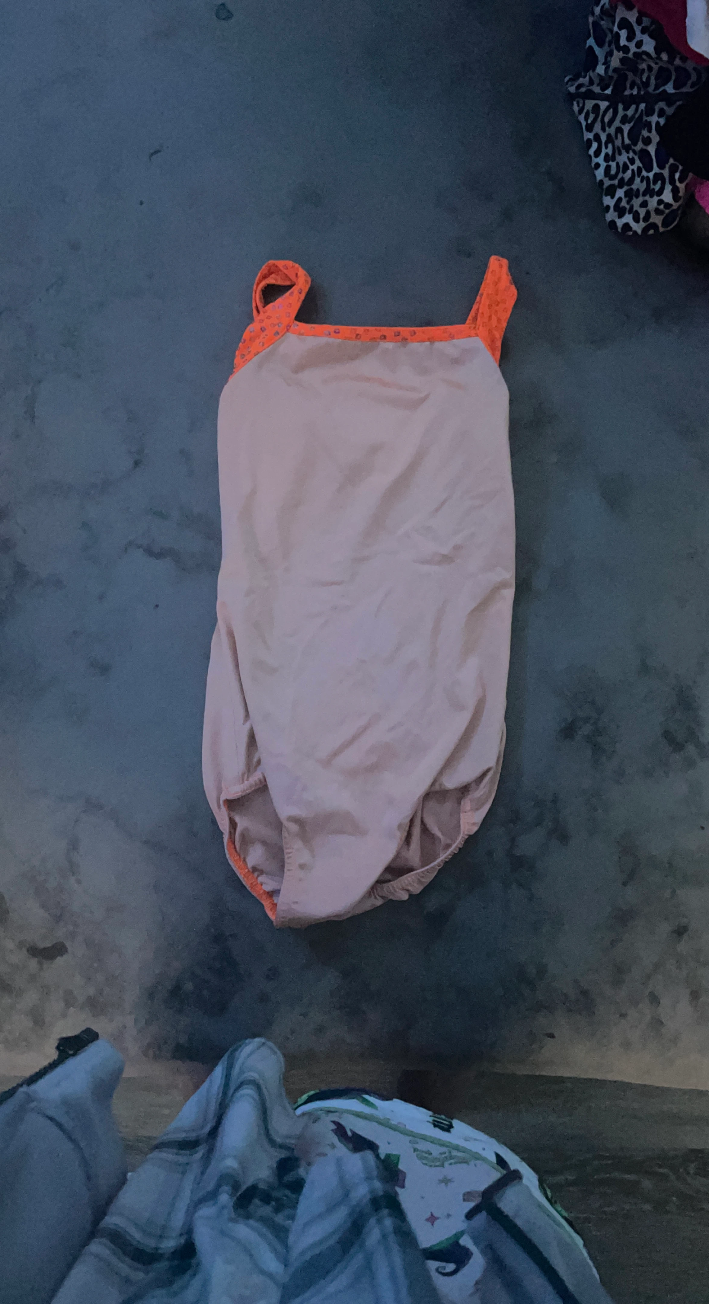 Girls' Leotard - Pink with Orange Trim