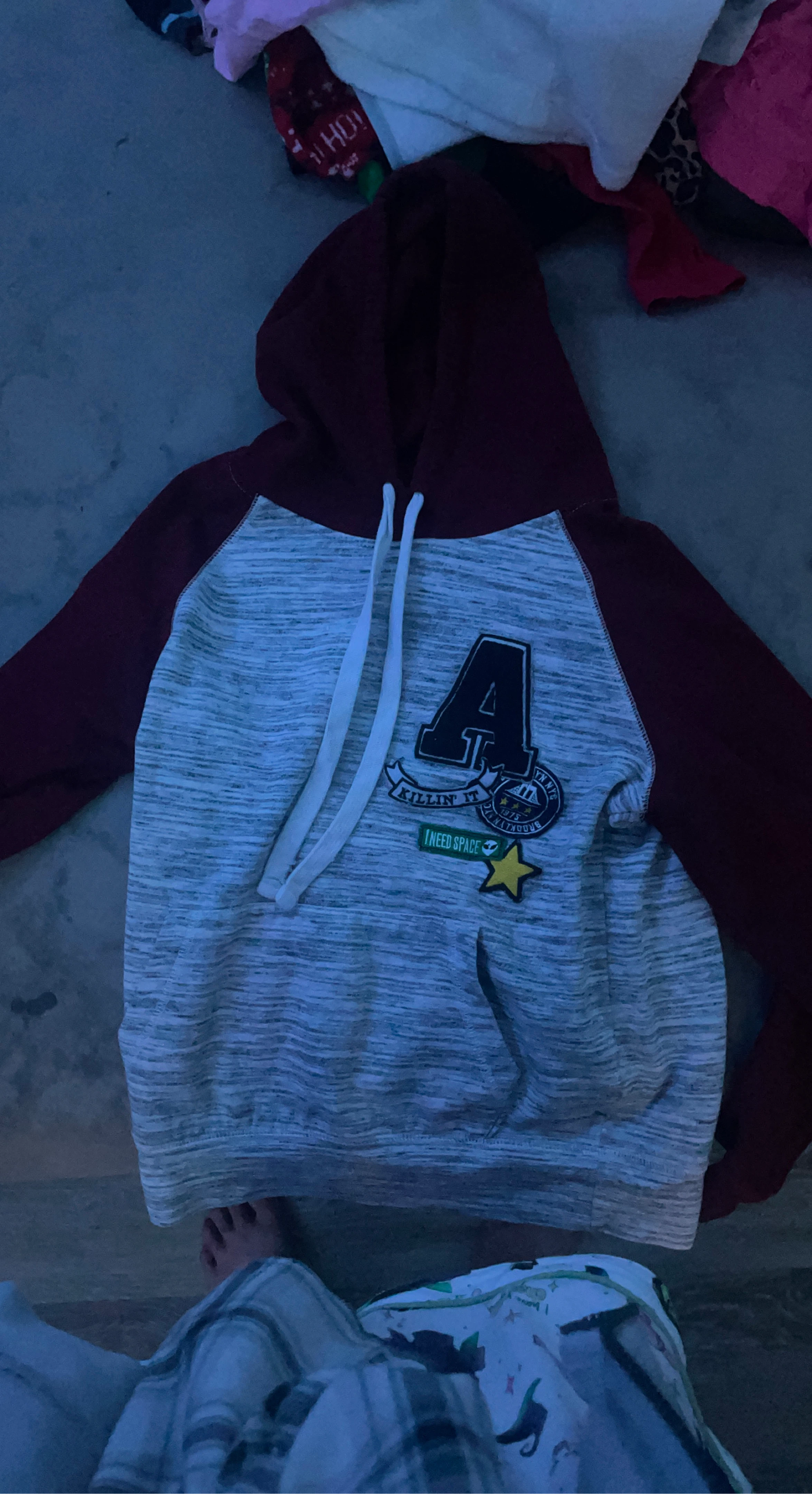 Maroon and Grey Hoodie with "A" Patch