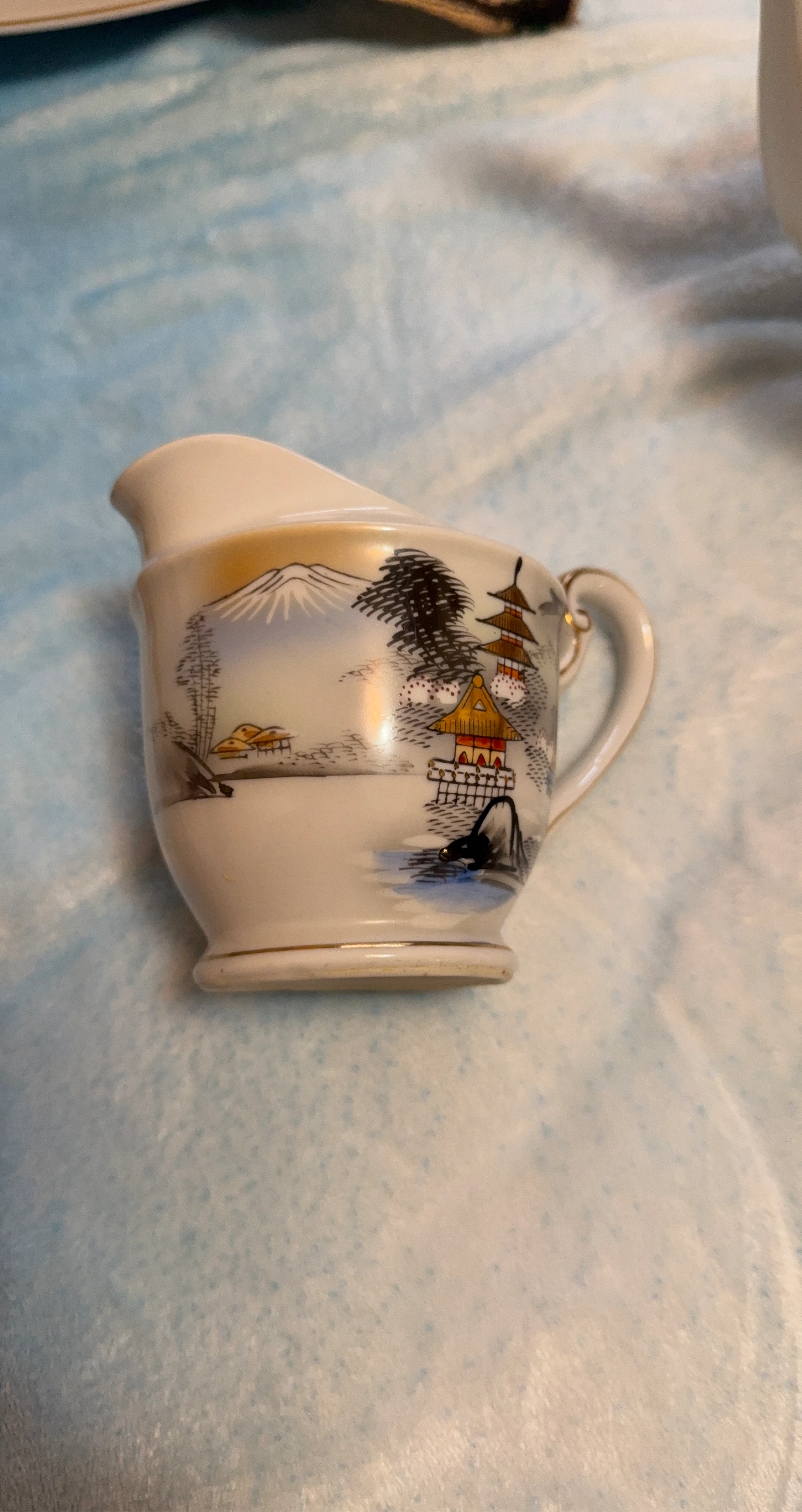 Vintage Creamer Pitcher with Japanese Scene