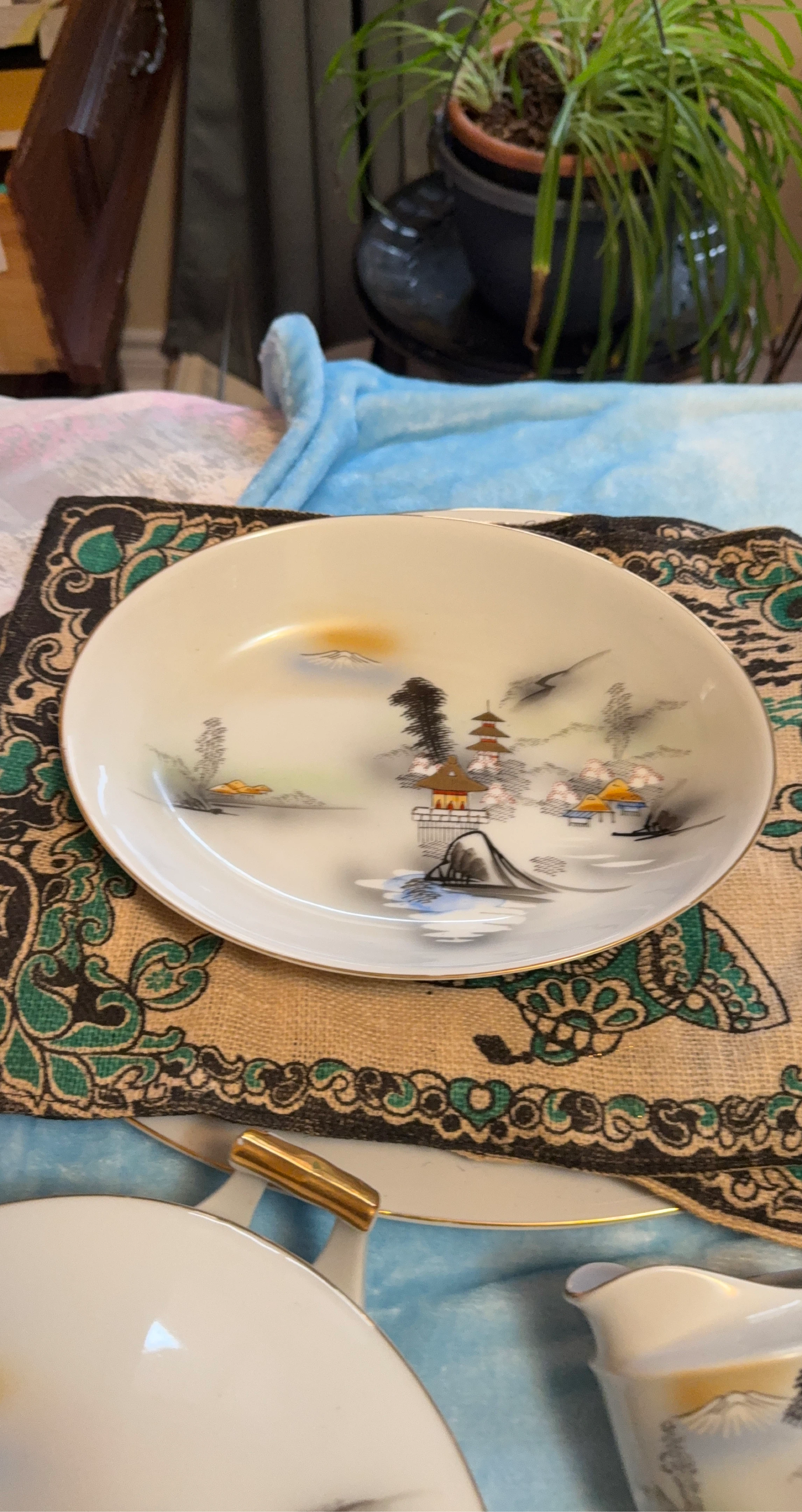 Vintage Japanese Scene Small Plate