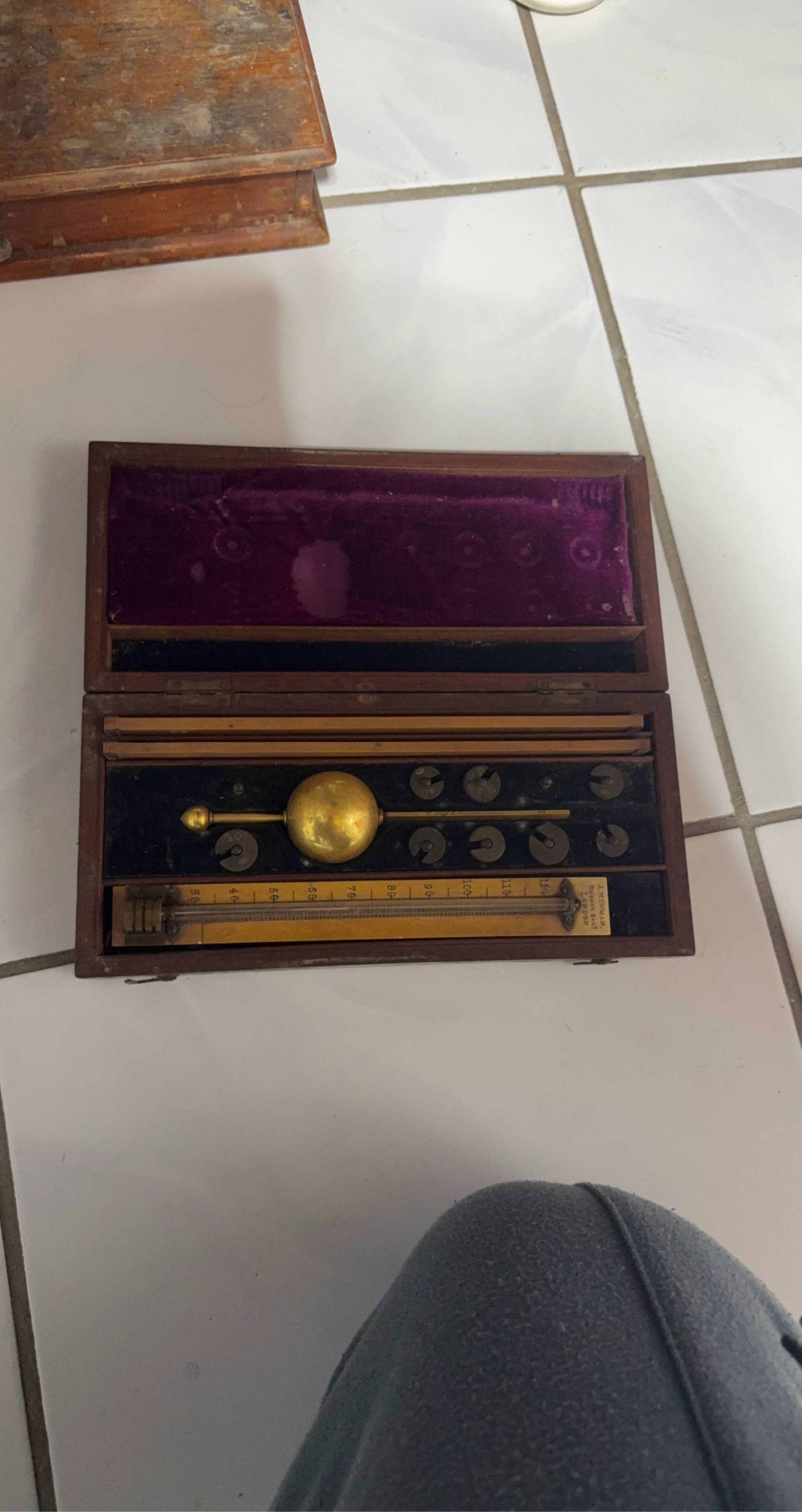 Antique J. Newman London Brass Balance Scale with Weights
