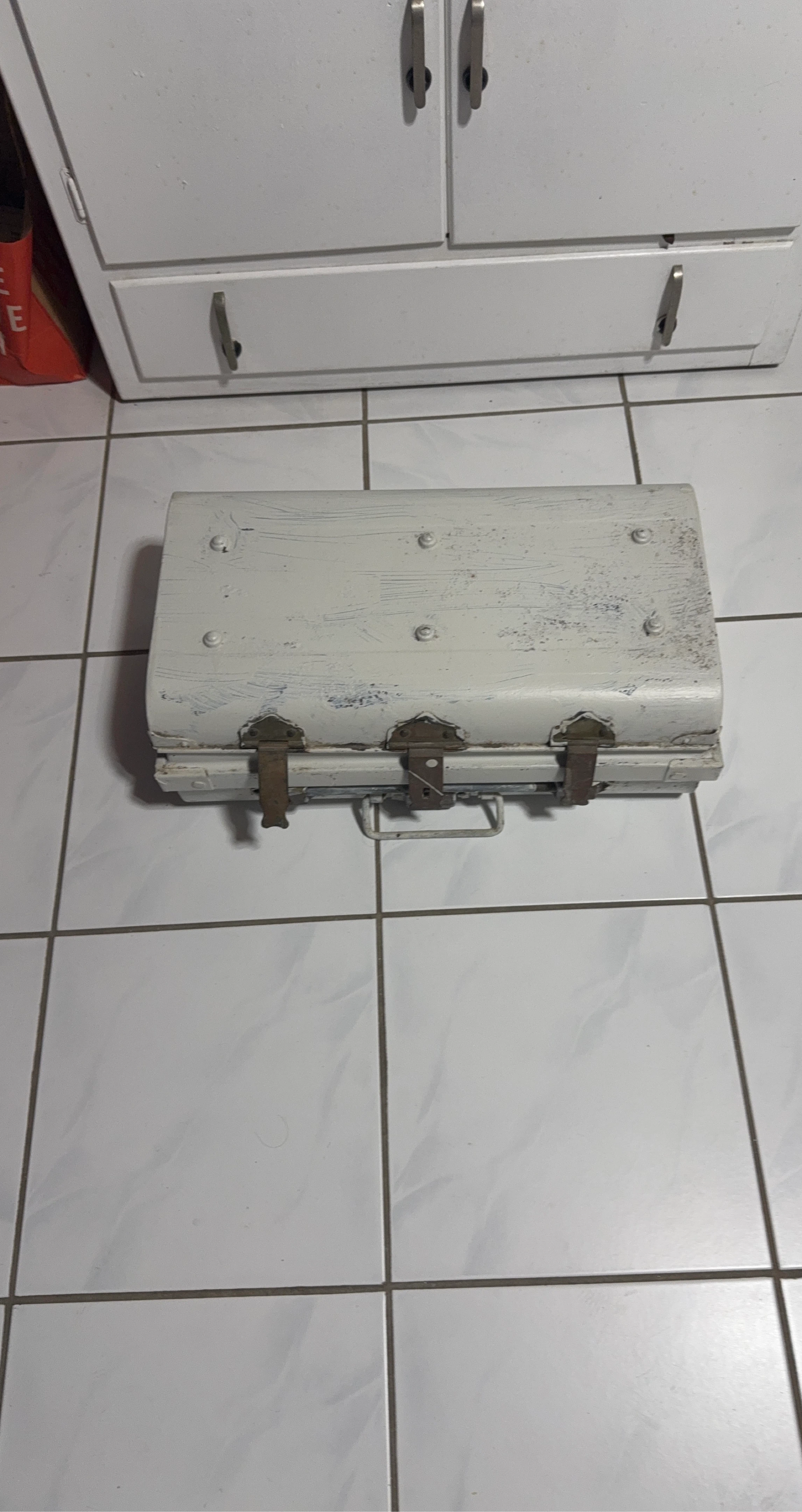 Vintage White Suitcase/Trunk