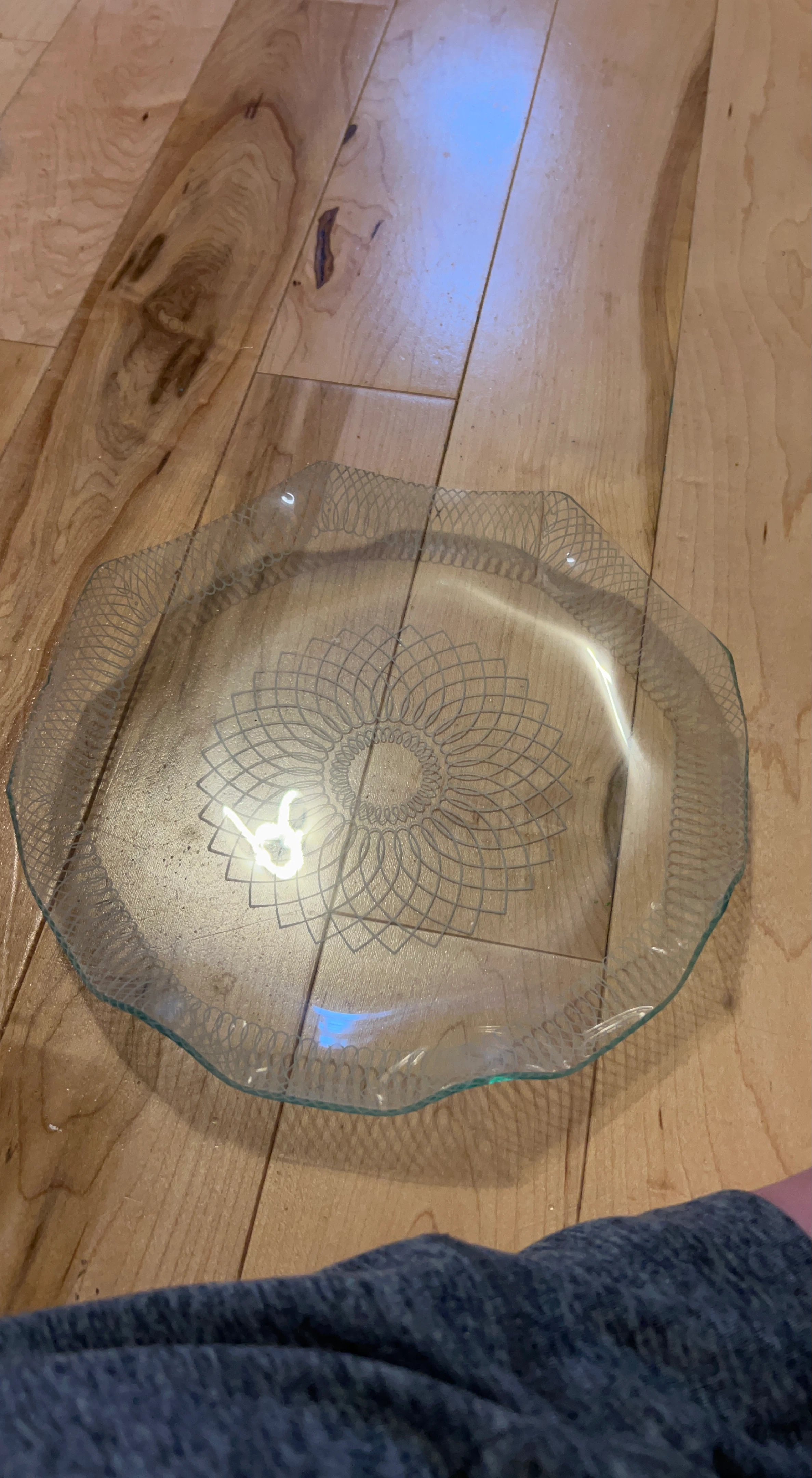 Glass Serving Platter with Embossed Design