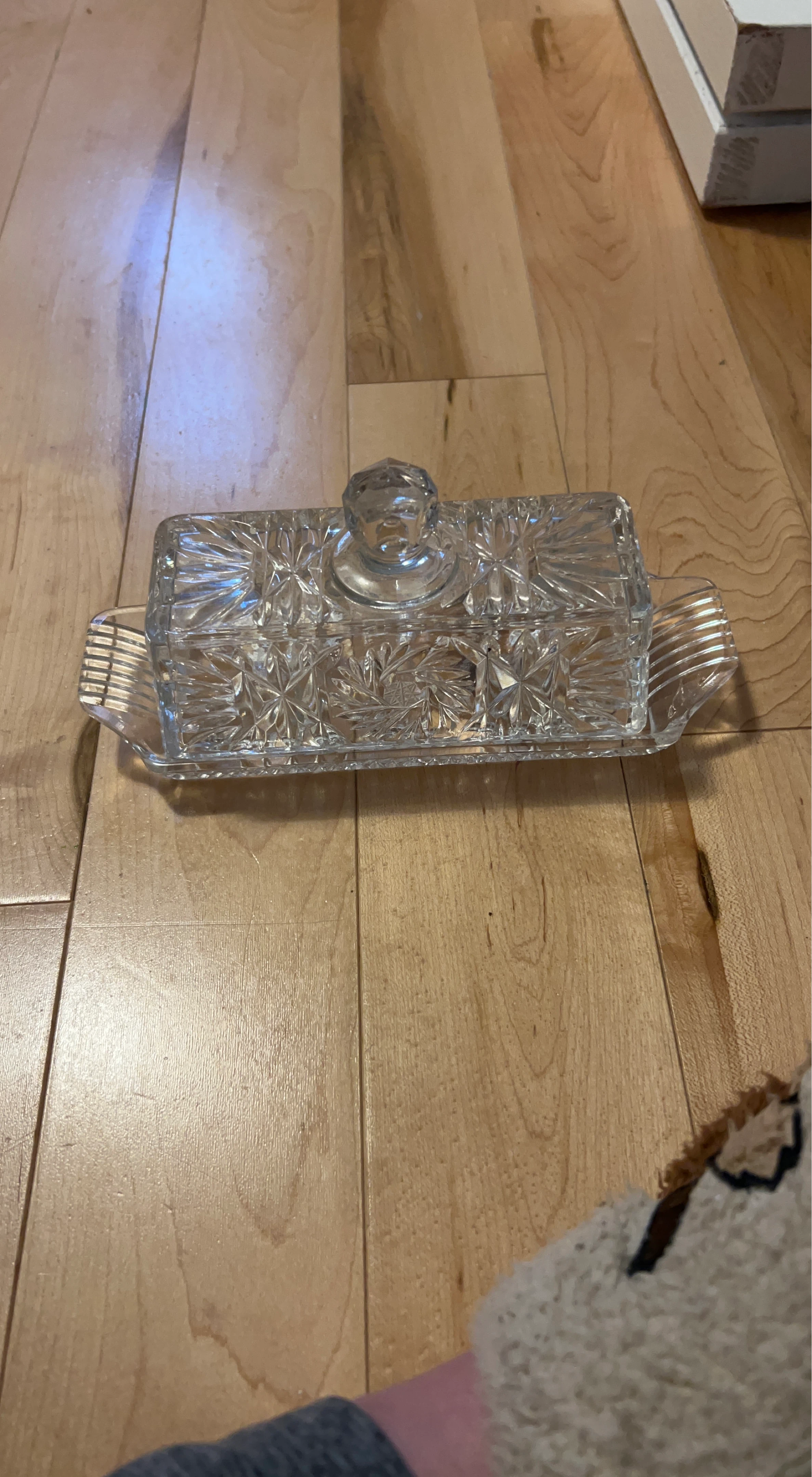 Crystal Glass Butter Dish with Lid