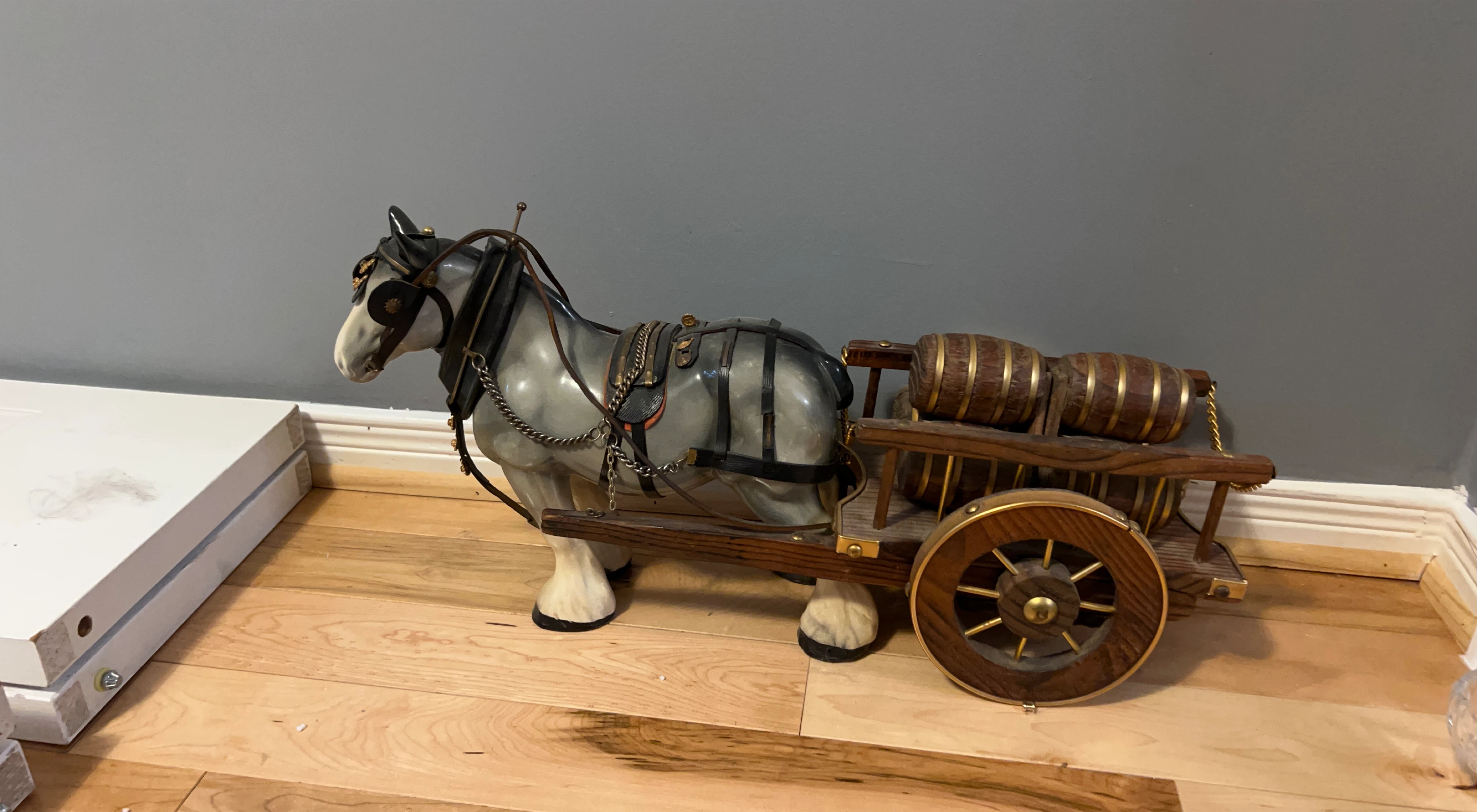 Horse and Wagon Decor with Barrels