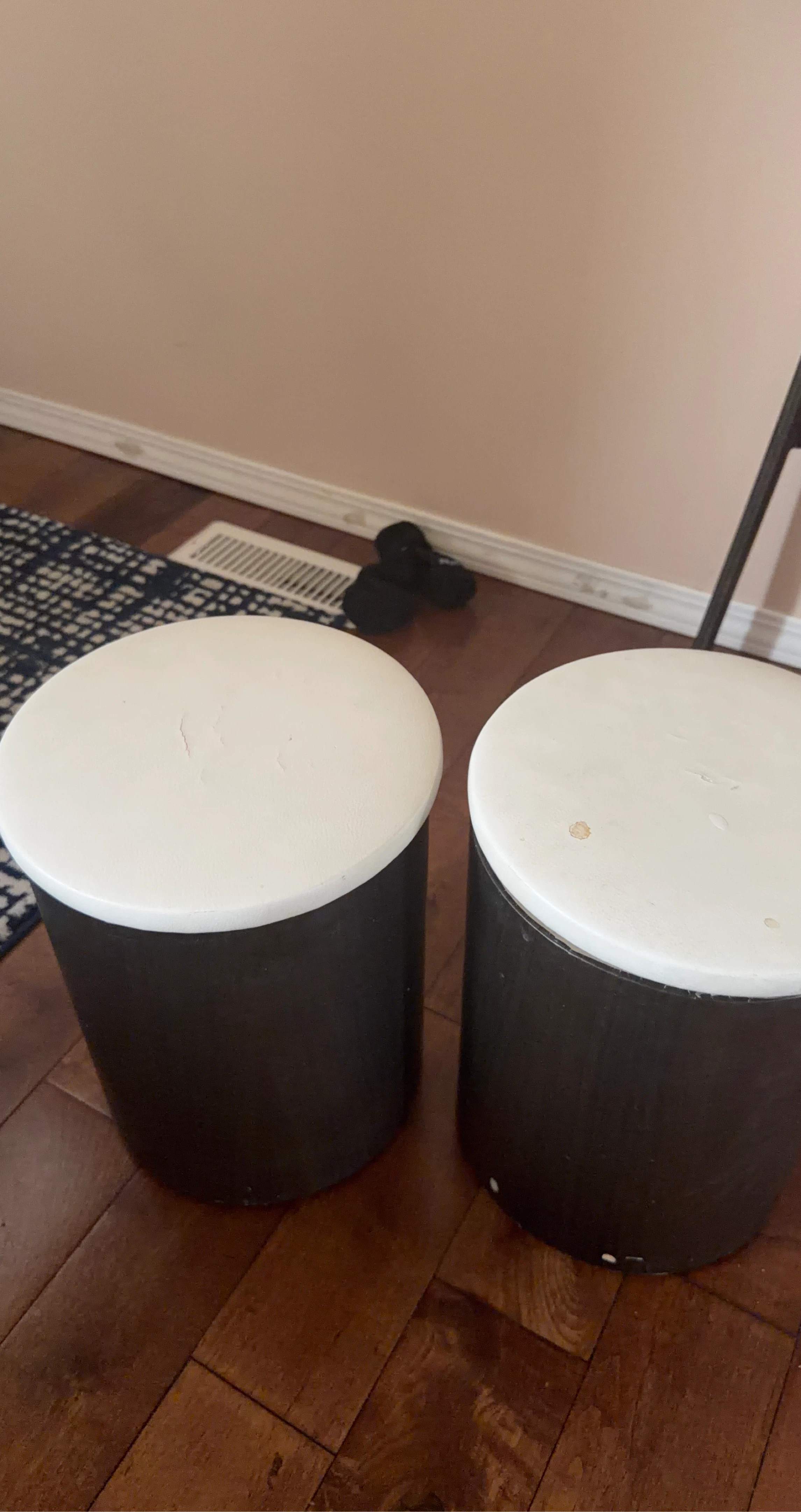Set of 2 Round Storage Ottomans