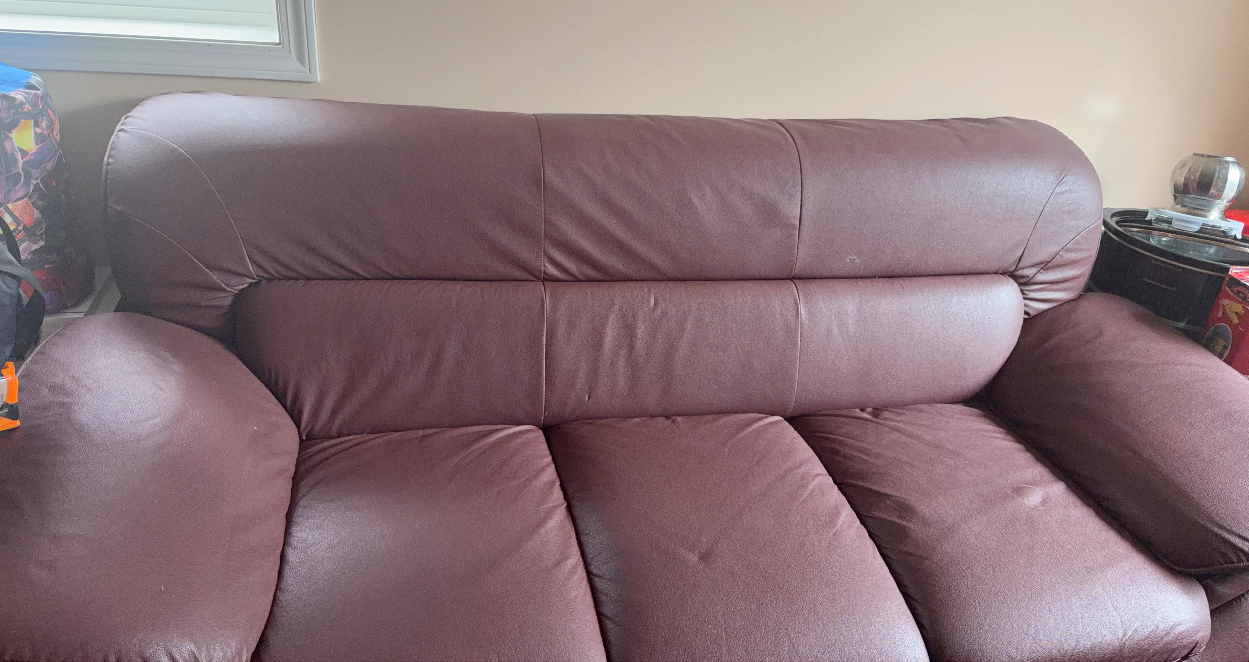 Sectional Couch - Burgundy Faux Leather