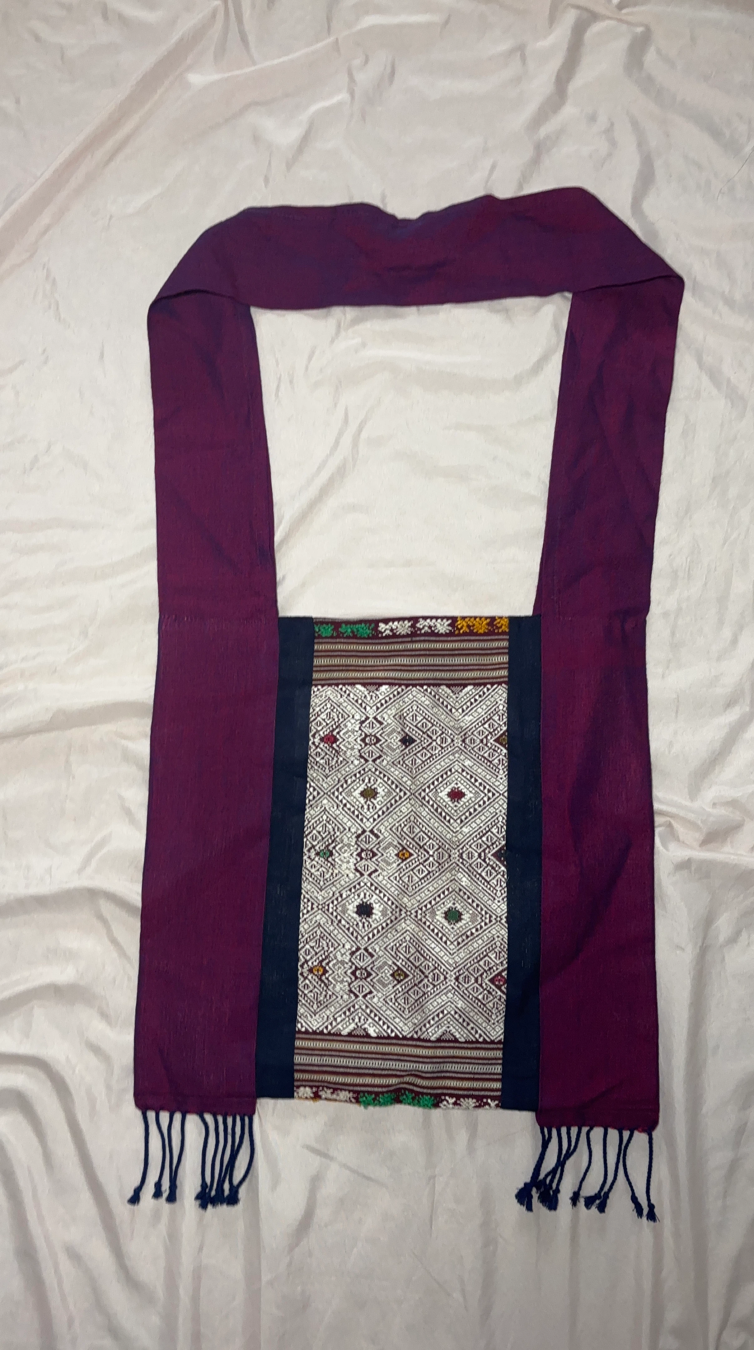 Woven Shoulder Bag with Tassels