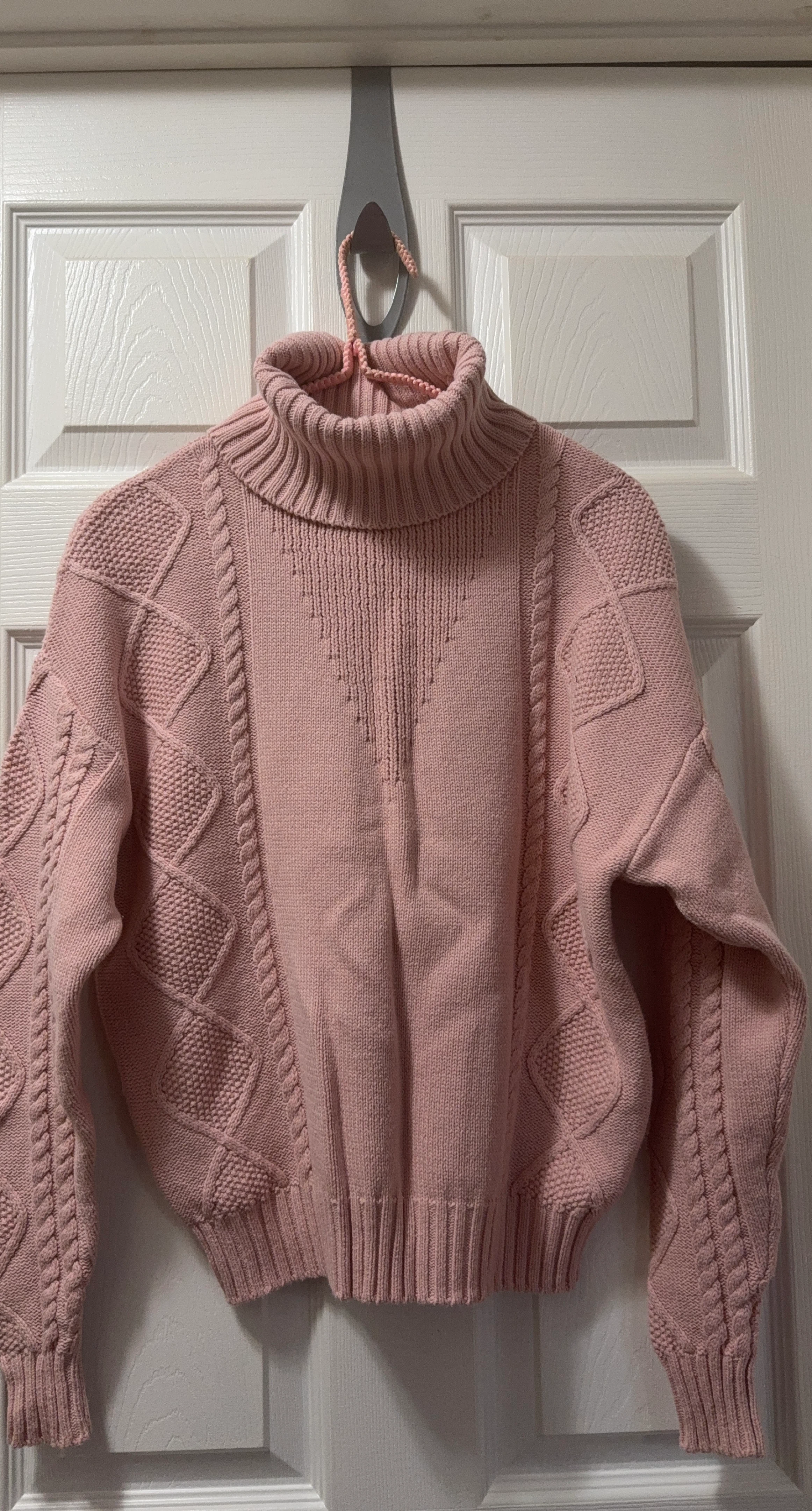 Belldini Pink Cable Knit Turtleneck Sweater - Size S