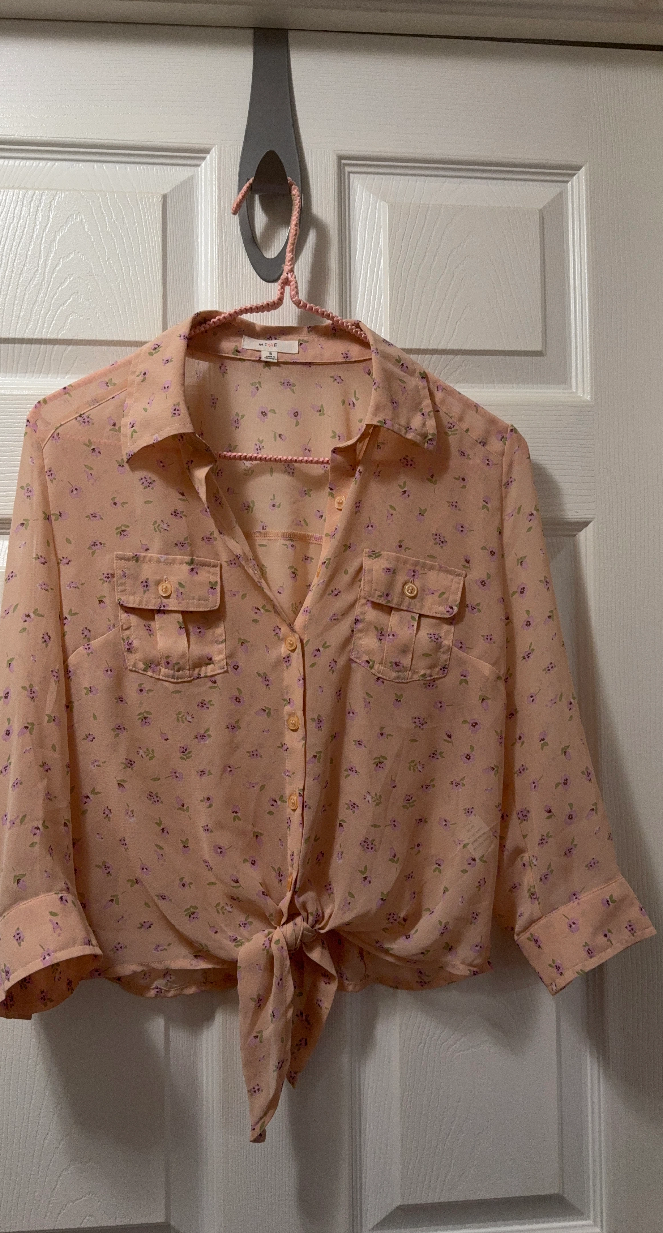 MINE Floral Print Tie-Front Blouse