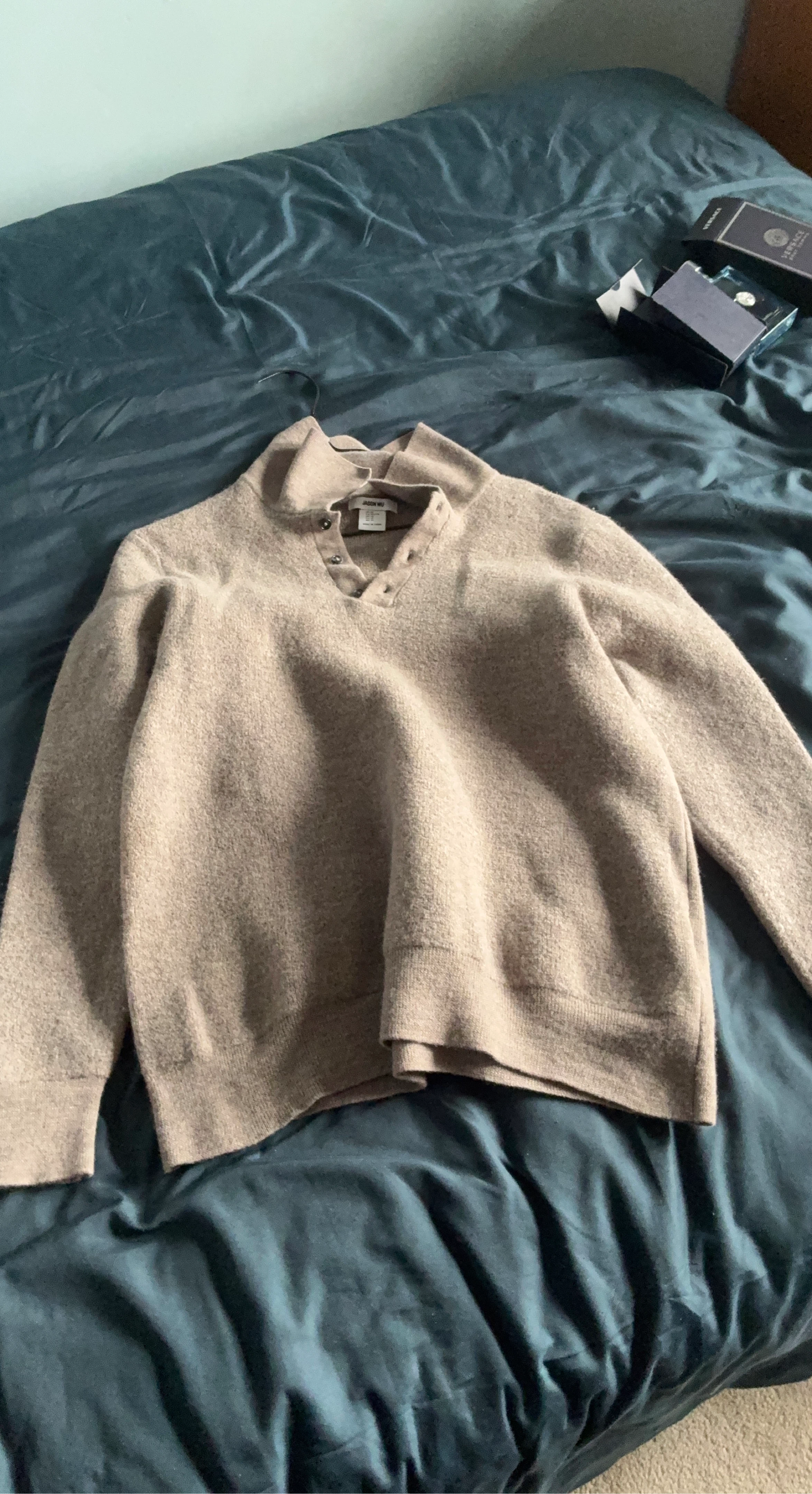 JASON WU Tan Button-Up Knit Sweater