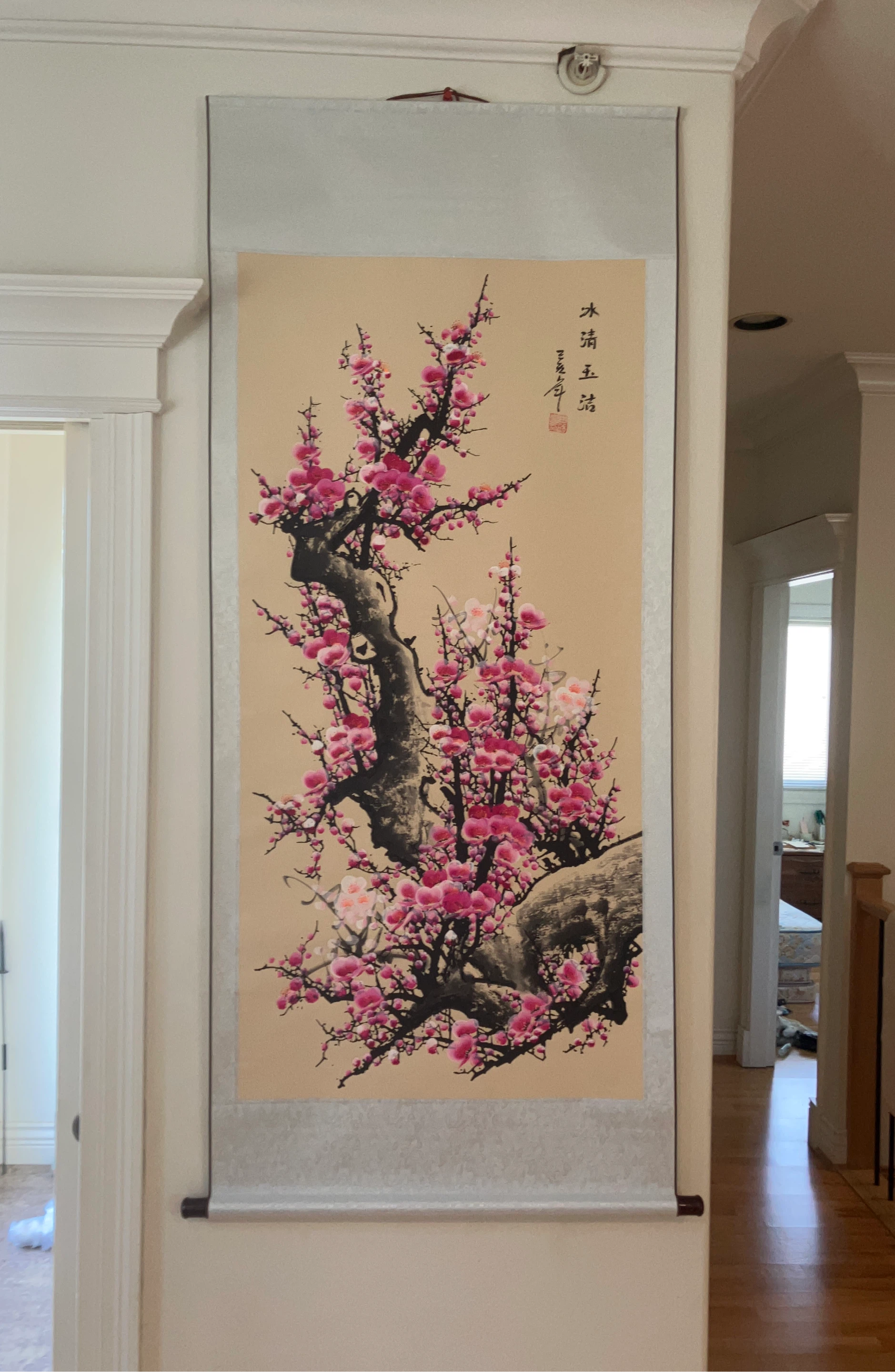 Vintage Japanese Scroll Painting - Cherry Blossoms