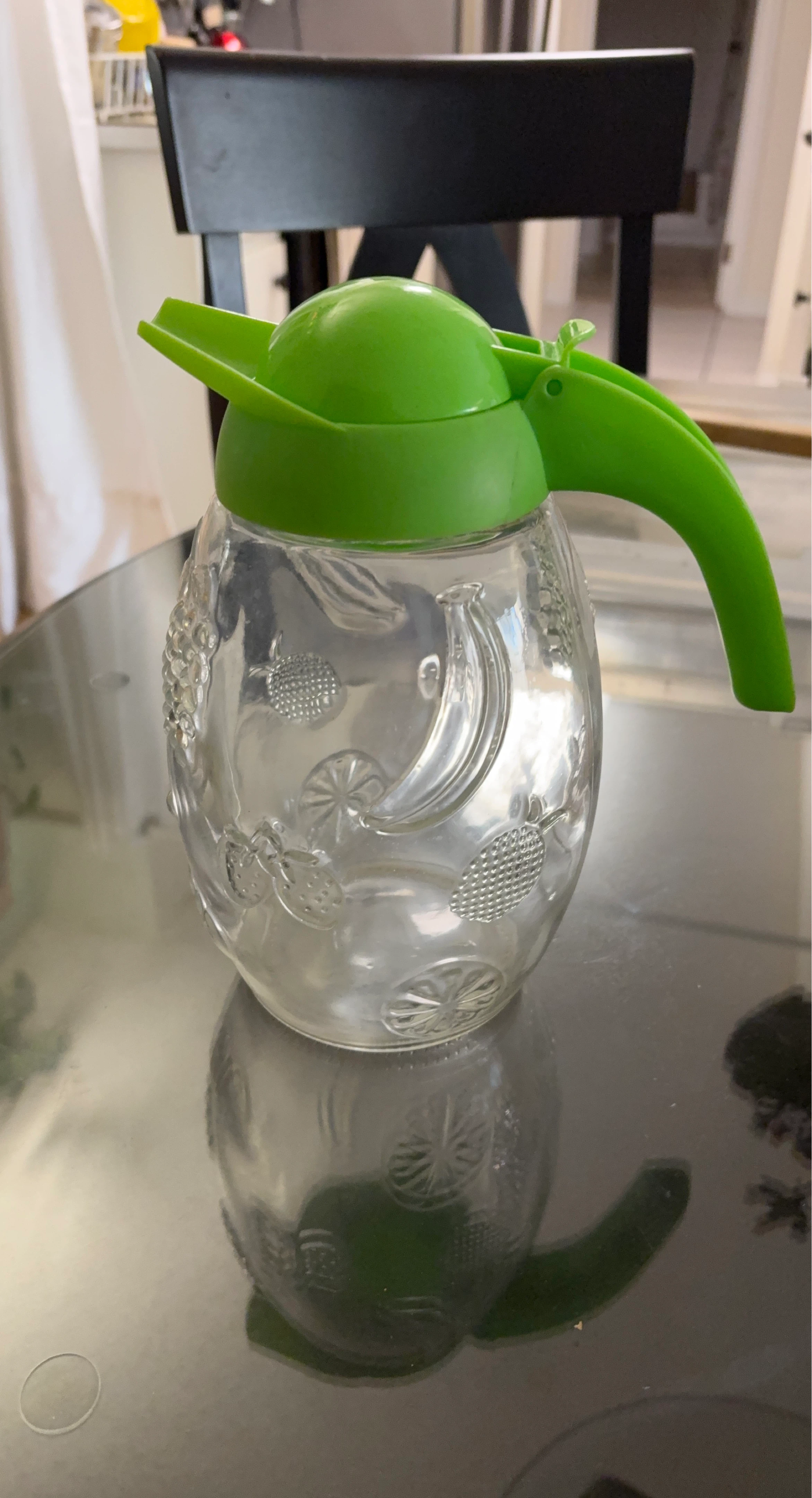 Glass Water Dispenser with Green Lid
