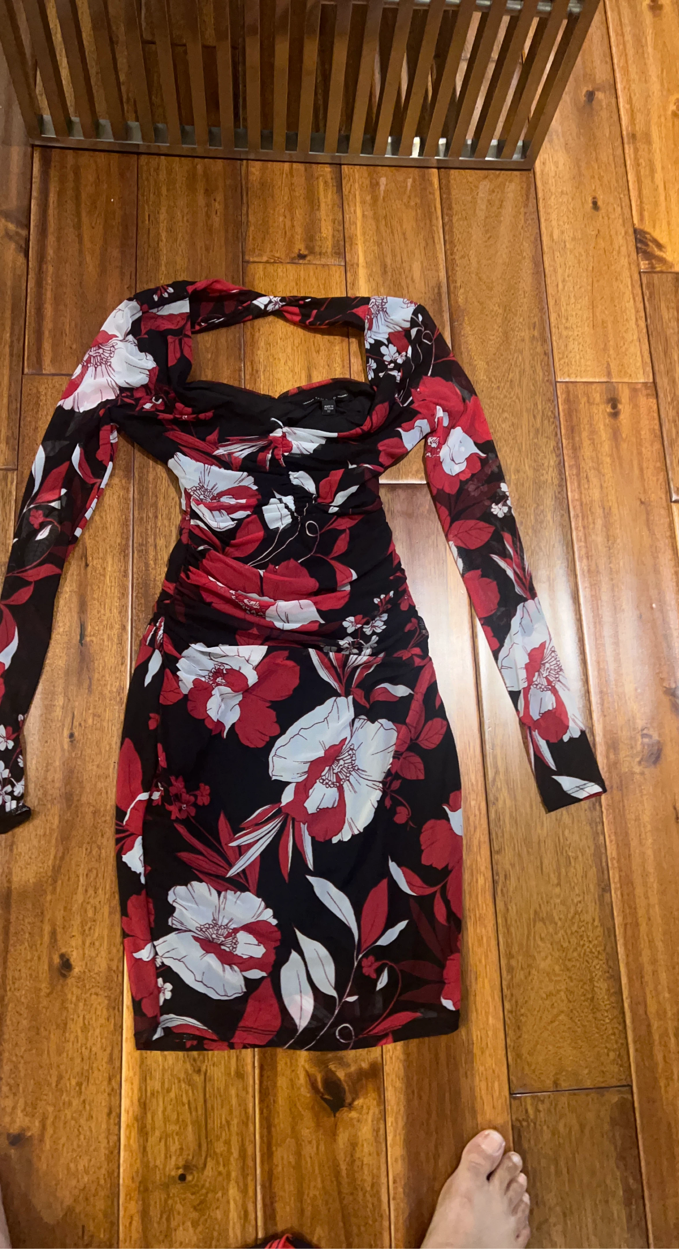 Guess "Ruched Floral Mini Dress"