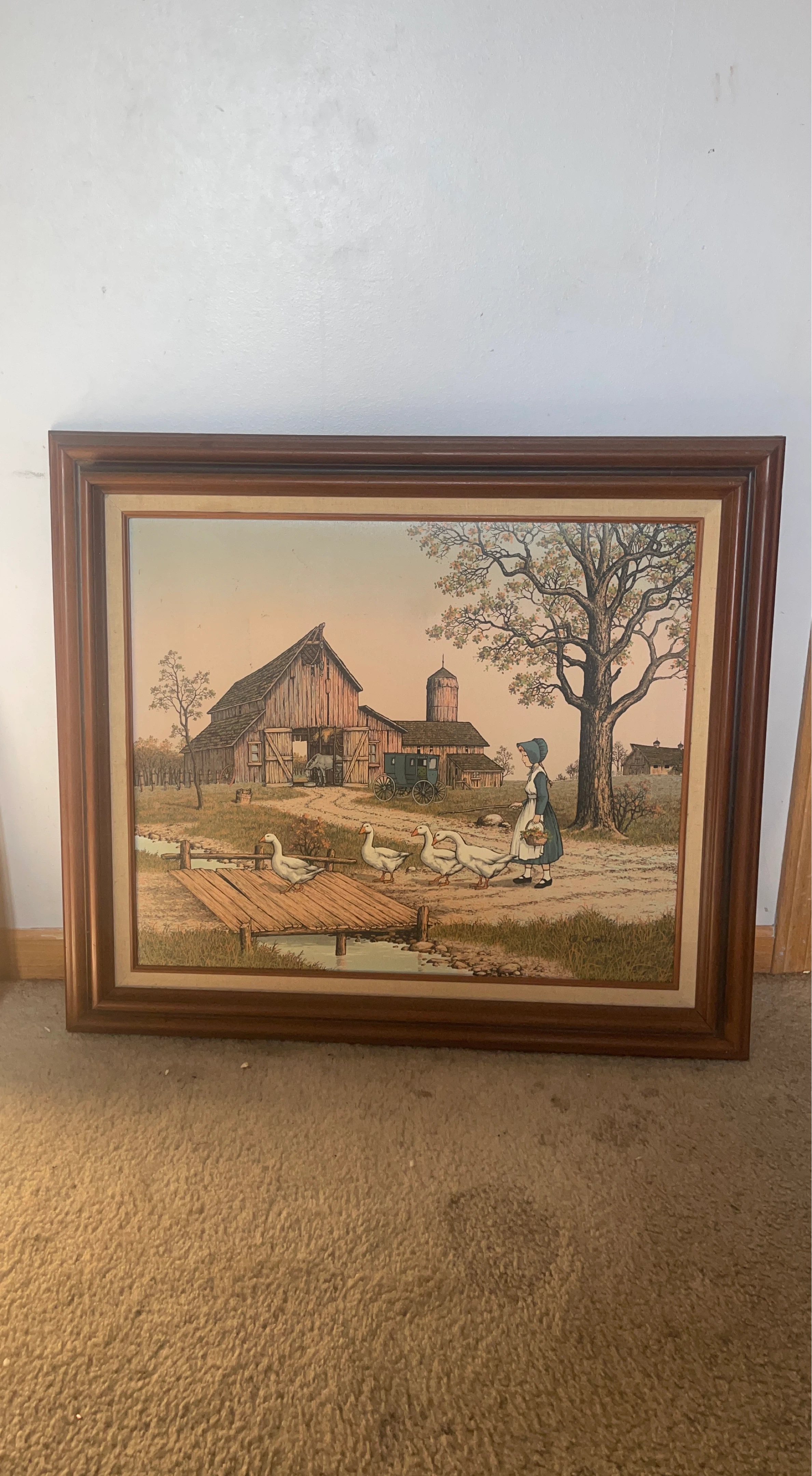 C. Carson Framed Art Print Farm Scene with Geese