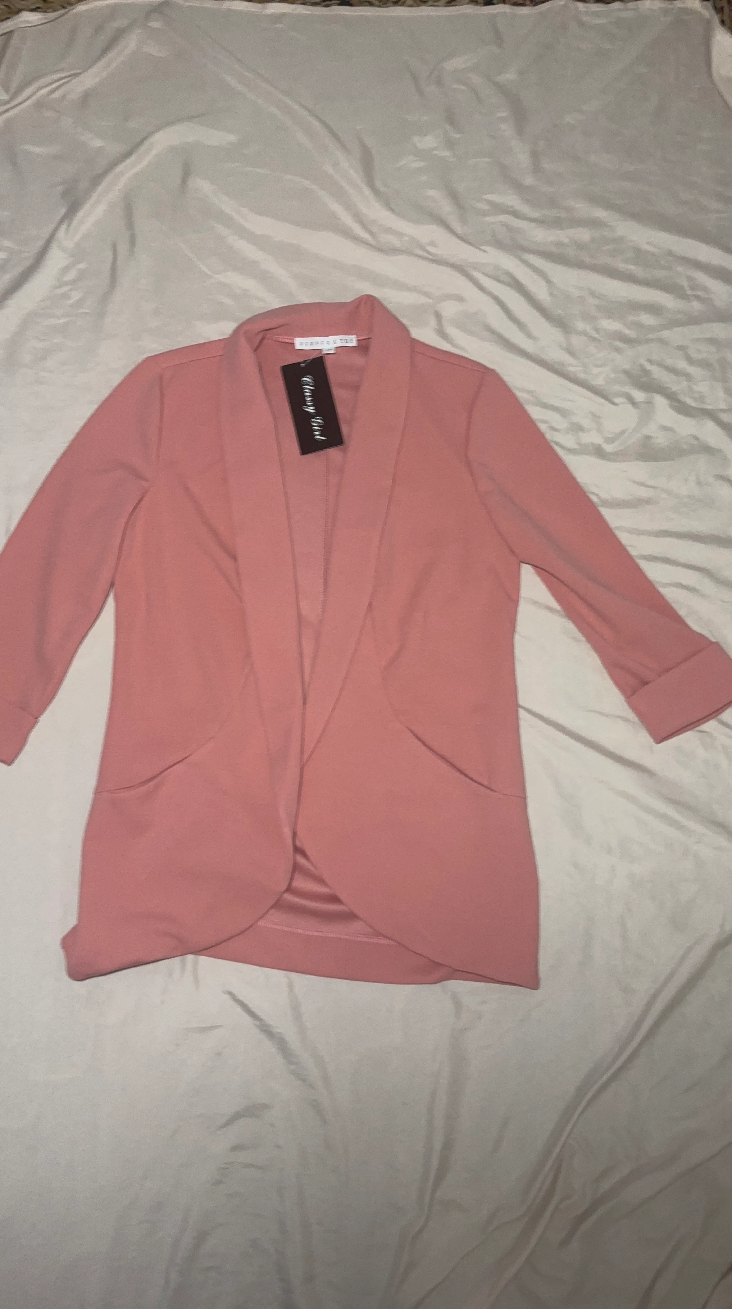 Classy Girl Pink Open Front Blazer