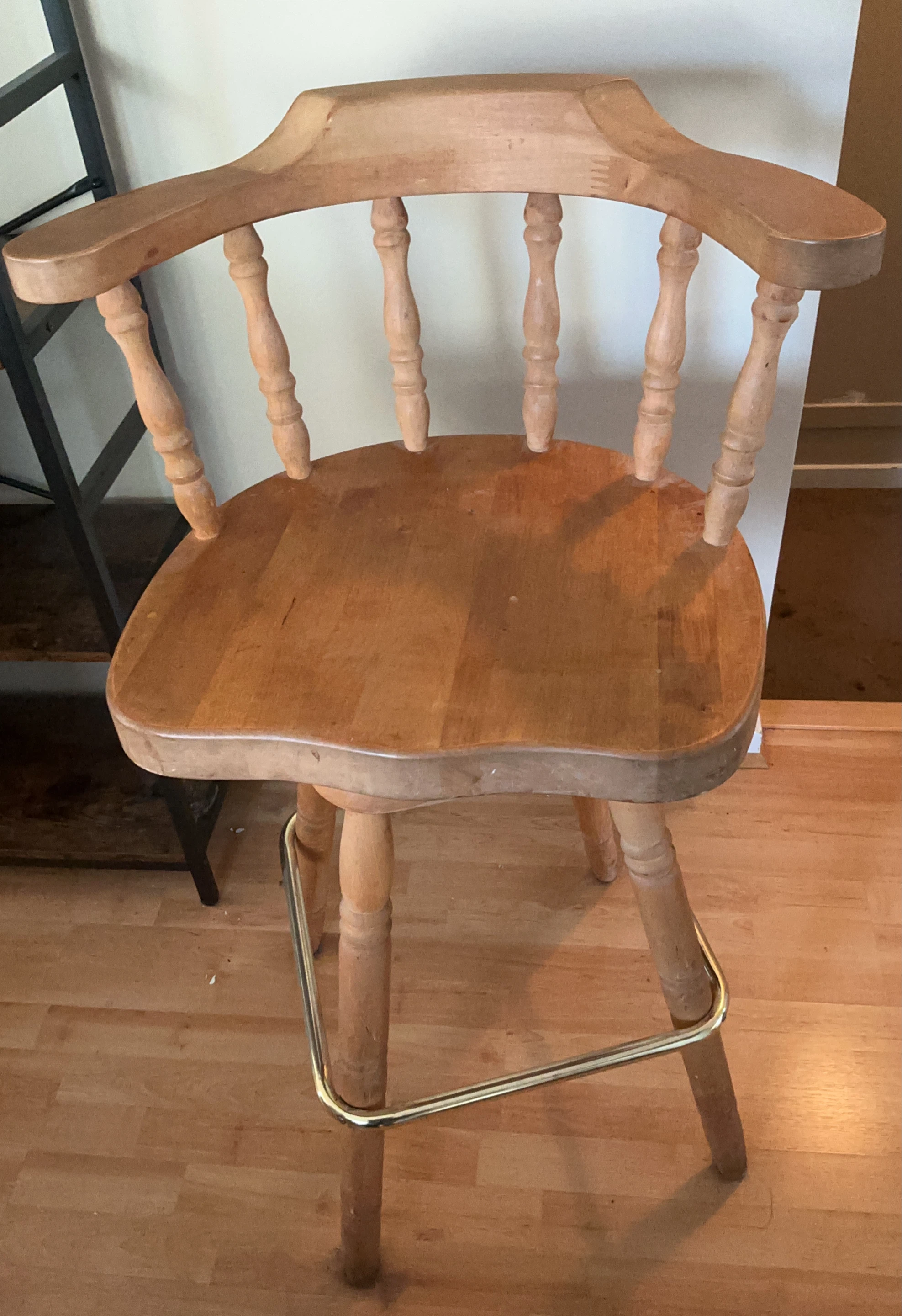 Two Wooden Bar Stool with Footrest