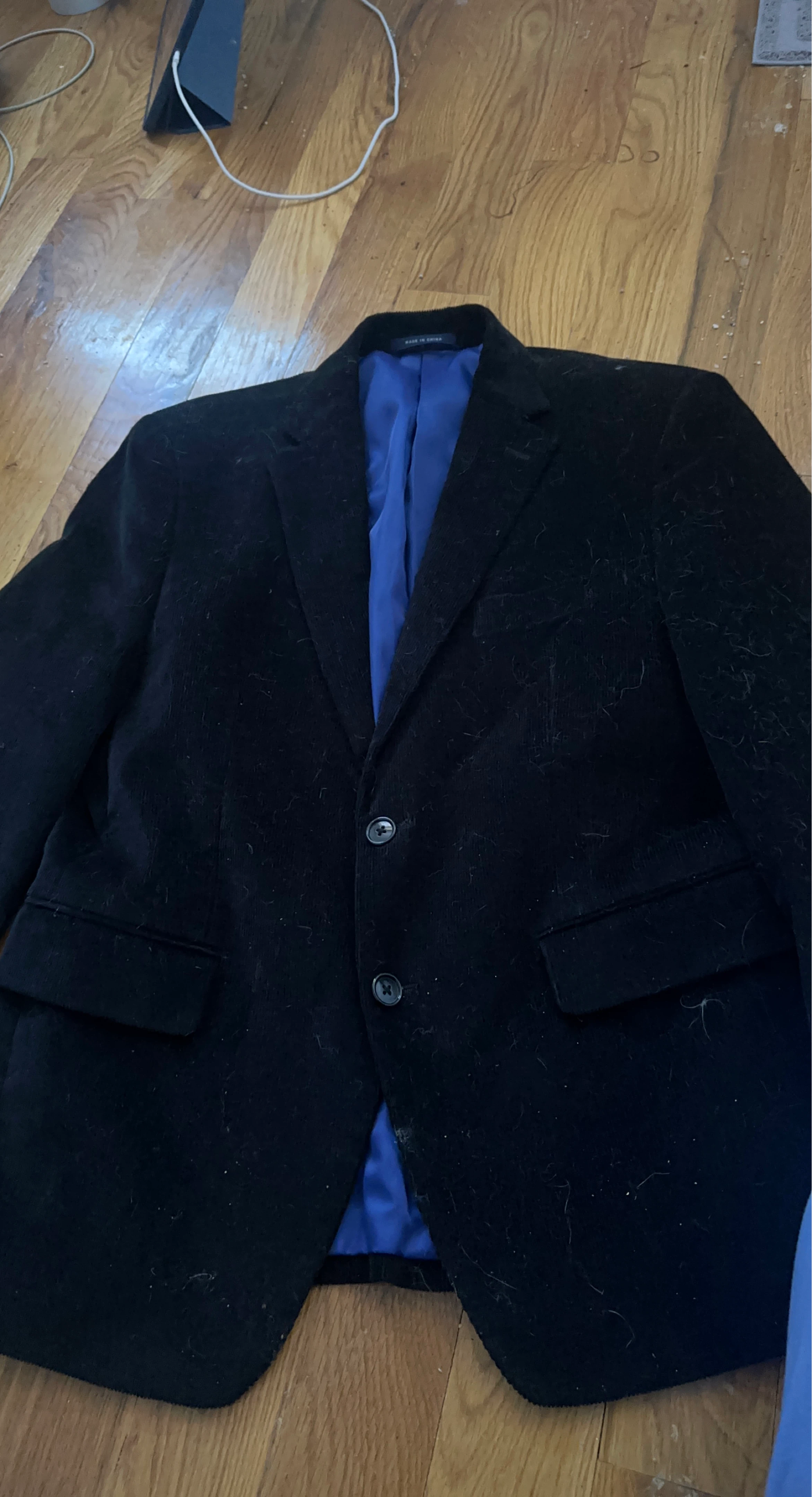 Black Corduroy Blazer with Blue Lining