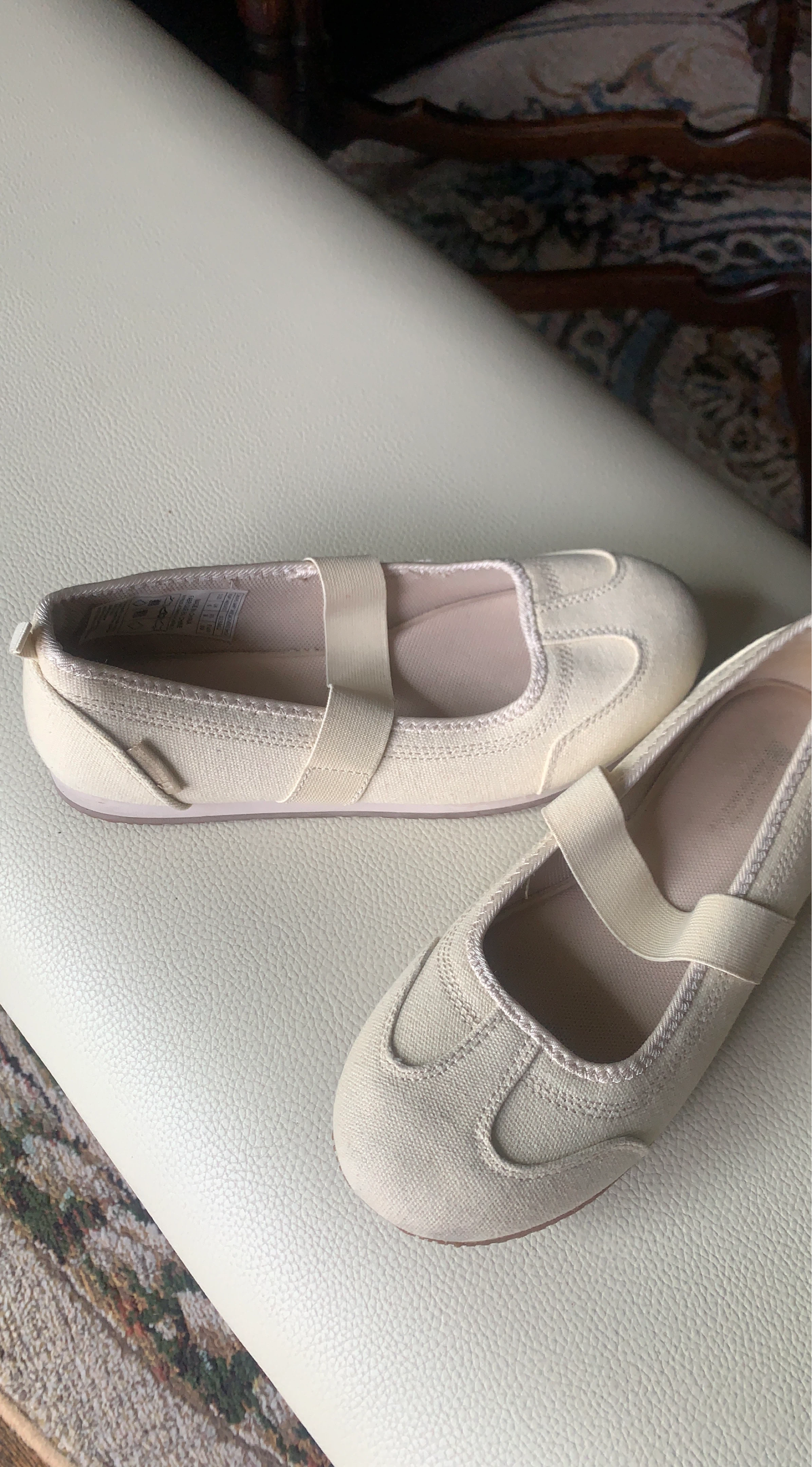 Women's Beige Canvas Ballet Flats