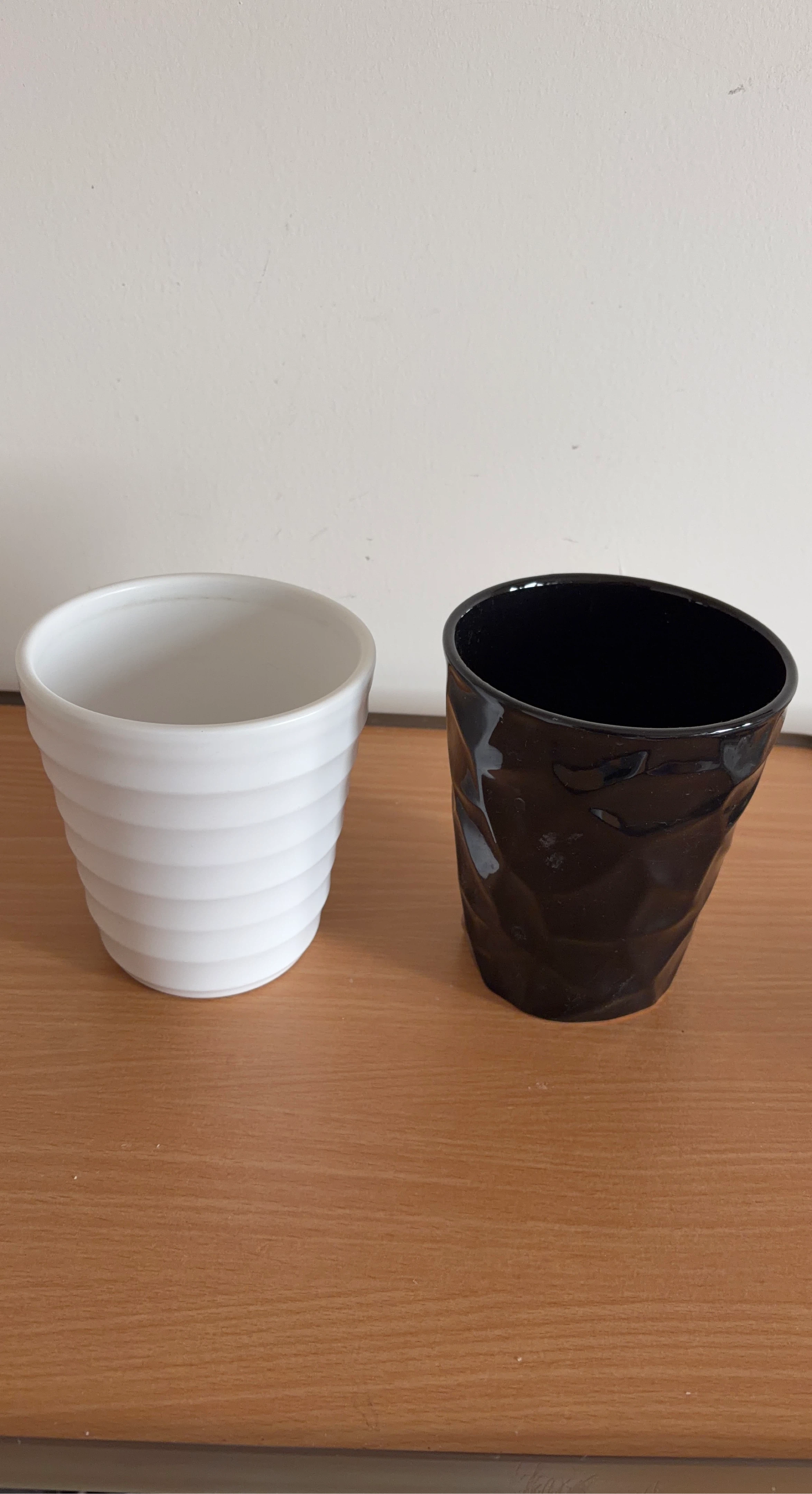 Set of 2 Ceramic Plant Pots - White and Black