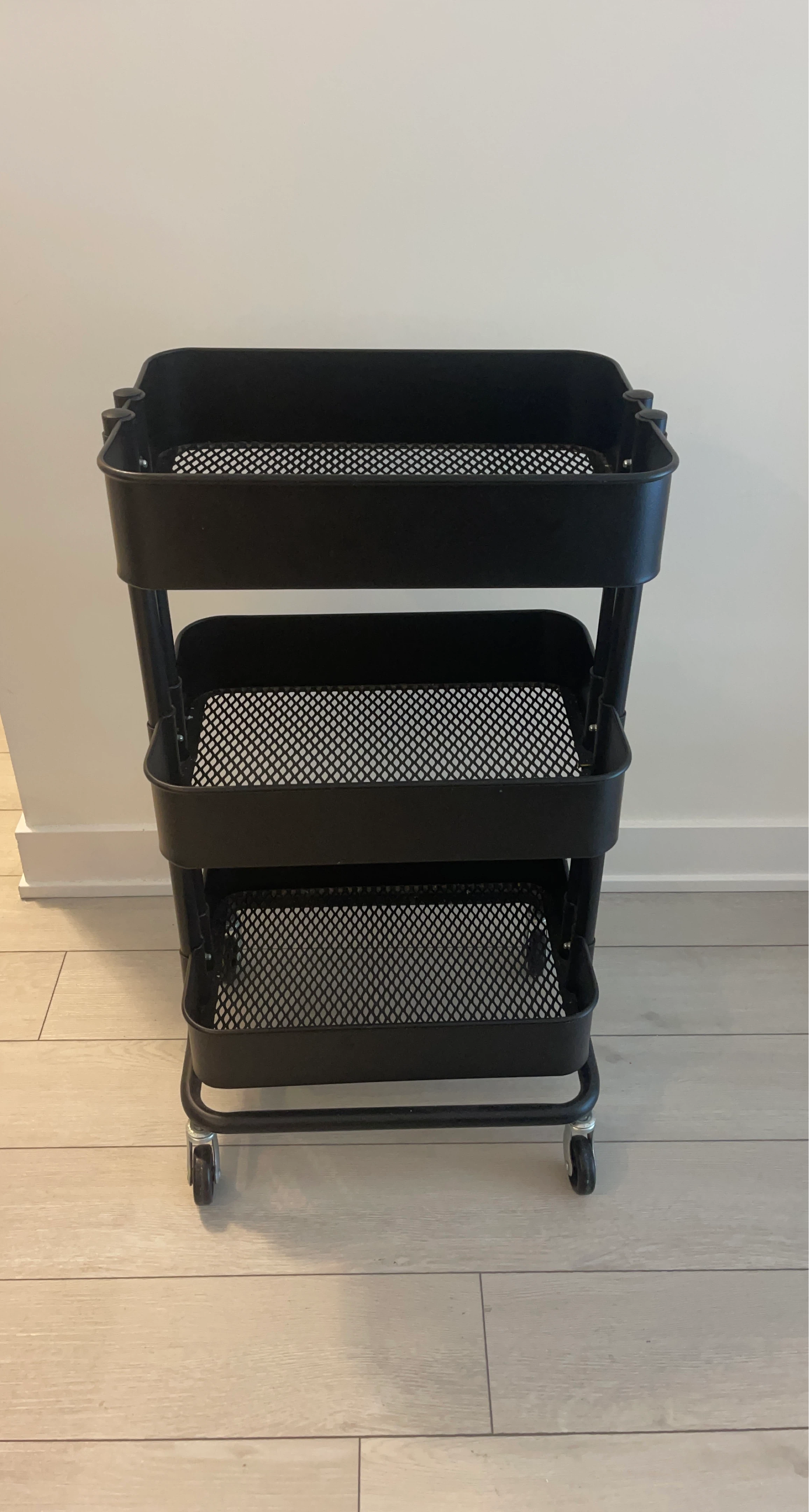 Black 3-Tier Rolling Cart
