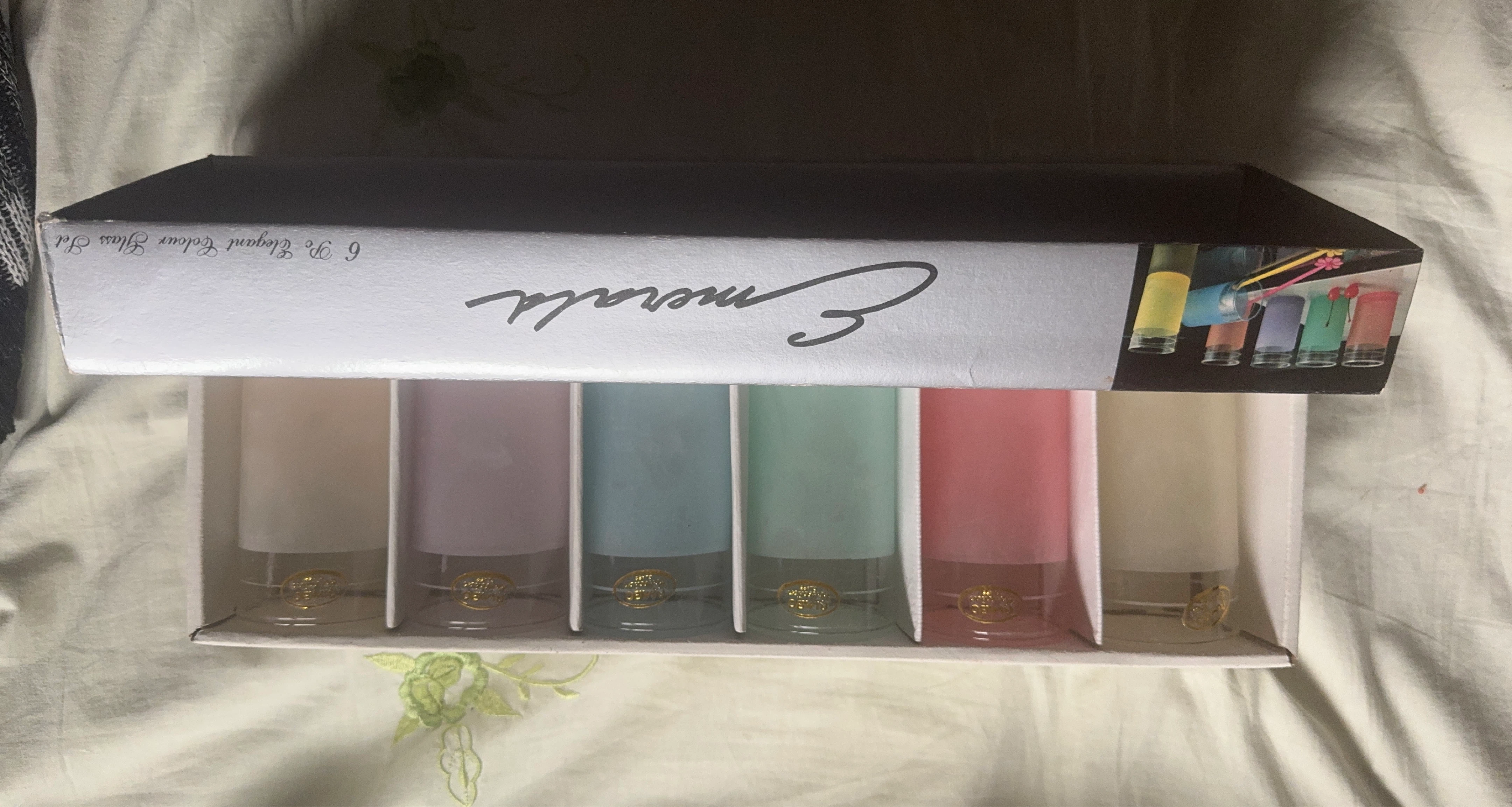 6 Elegant Colour Glass Set